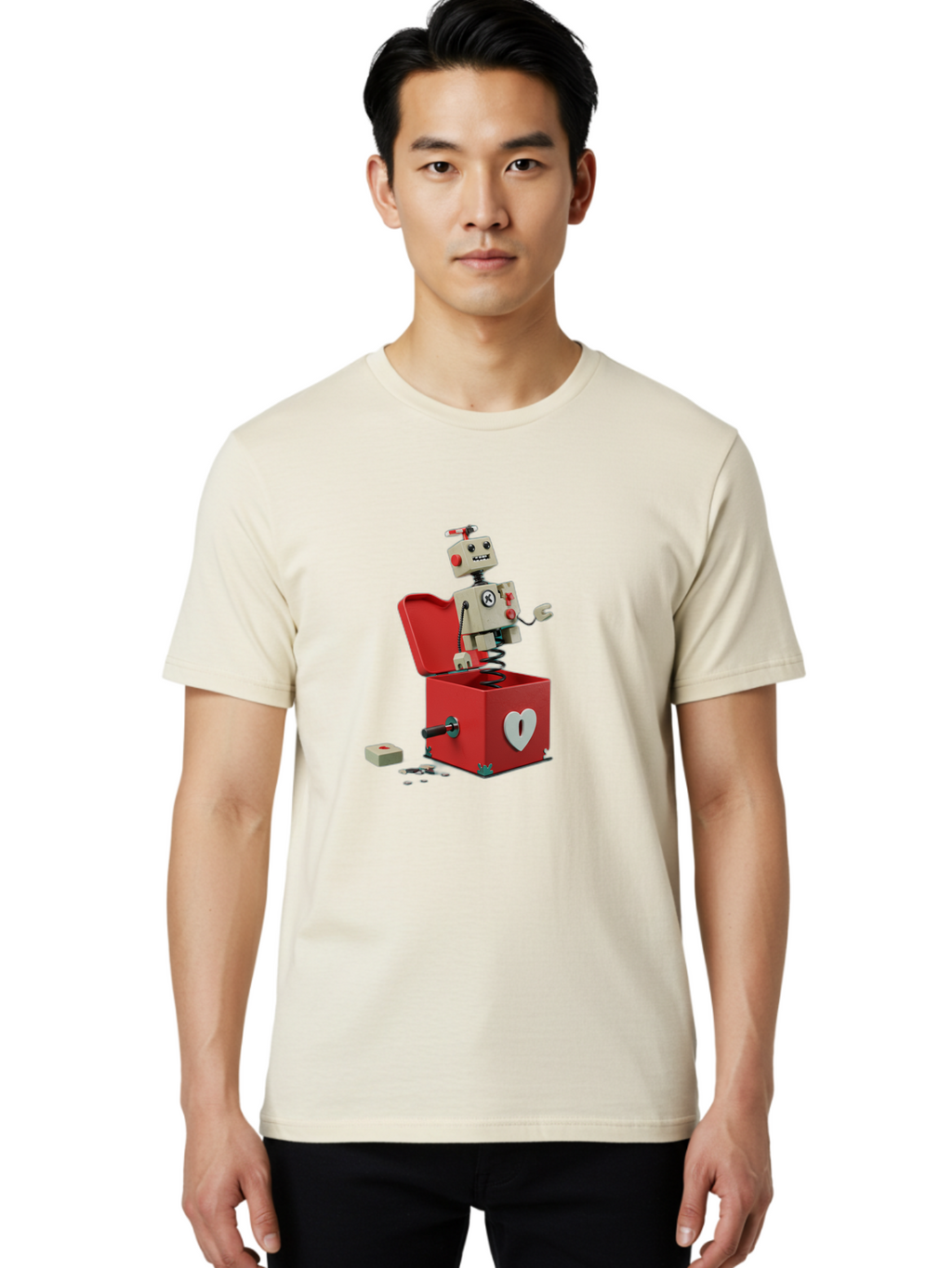 Jack-In-The-Box-Robot Men'S Graphic Tee, 100% Cotton, Comfortable Casual Summer Wear, Machine Washable, Vintage Camera, Old Camera, Antique Camera, Black Camera, Classic Photography, Photography Equipment, Nostalgic Device, Film Camera, Bam696
