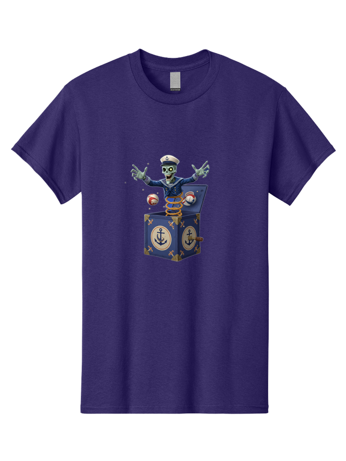 Jack-In-The-Box-Skeleton-Sailor Men'S Graphic Tee, 100% Cotton, Comfortable Casual Summer Wear, Machine Washable, Vintage Camera, Old Camera, Antique Camera, Black Camera, Classic Photography, Photography Equipment, Nostalgic Device, Bam697