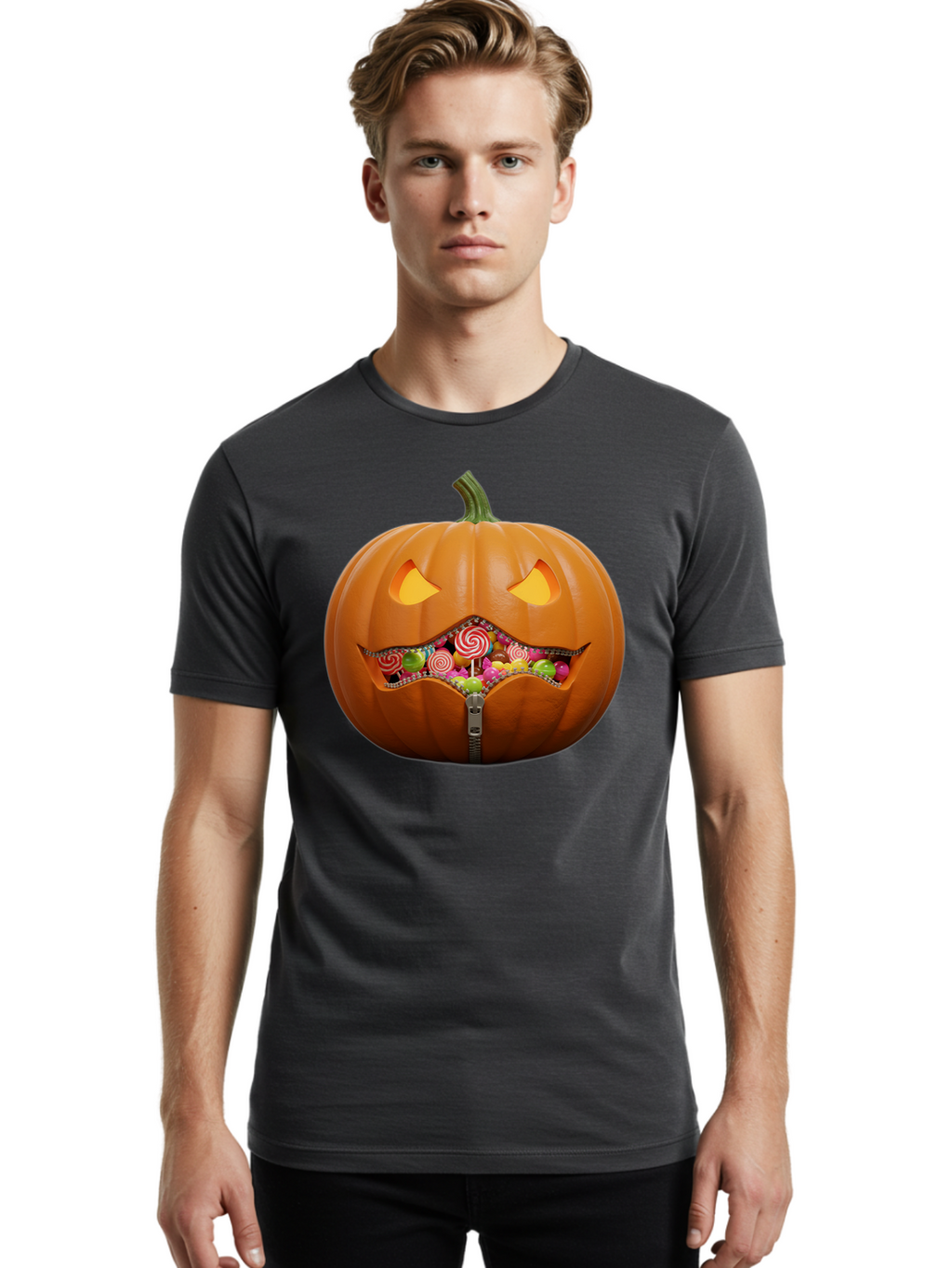 Jack-O-Lantern-Candy Men'S Graphic Tee, 100% Cotton, Comfortable Casual Summer Wear, Machine Washable, Vintage Camera, Old Camera, Antique Camera, Black Camera, Classic Photography, Photography Equipment, Nostalgic Device, Film Camera, Bam700