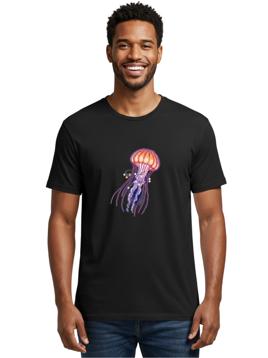 Jellyfish-1 Men'S Graphic Tee, 100% Cotton, Comfortable Casual Summer Wear, Machine Washable, Vintage Camera, Old Camera, Antique Camera, Black Camera, Classic Photography, Photography Equipment, Nostalgic Device, Film Camera, Camera Art Bam703