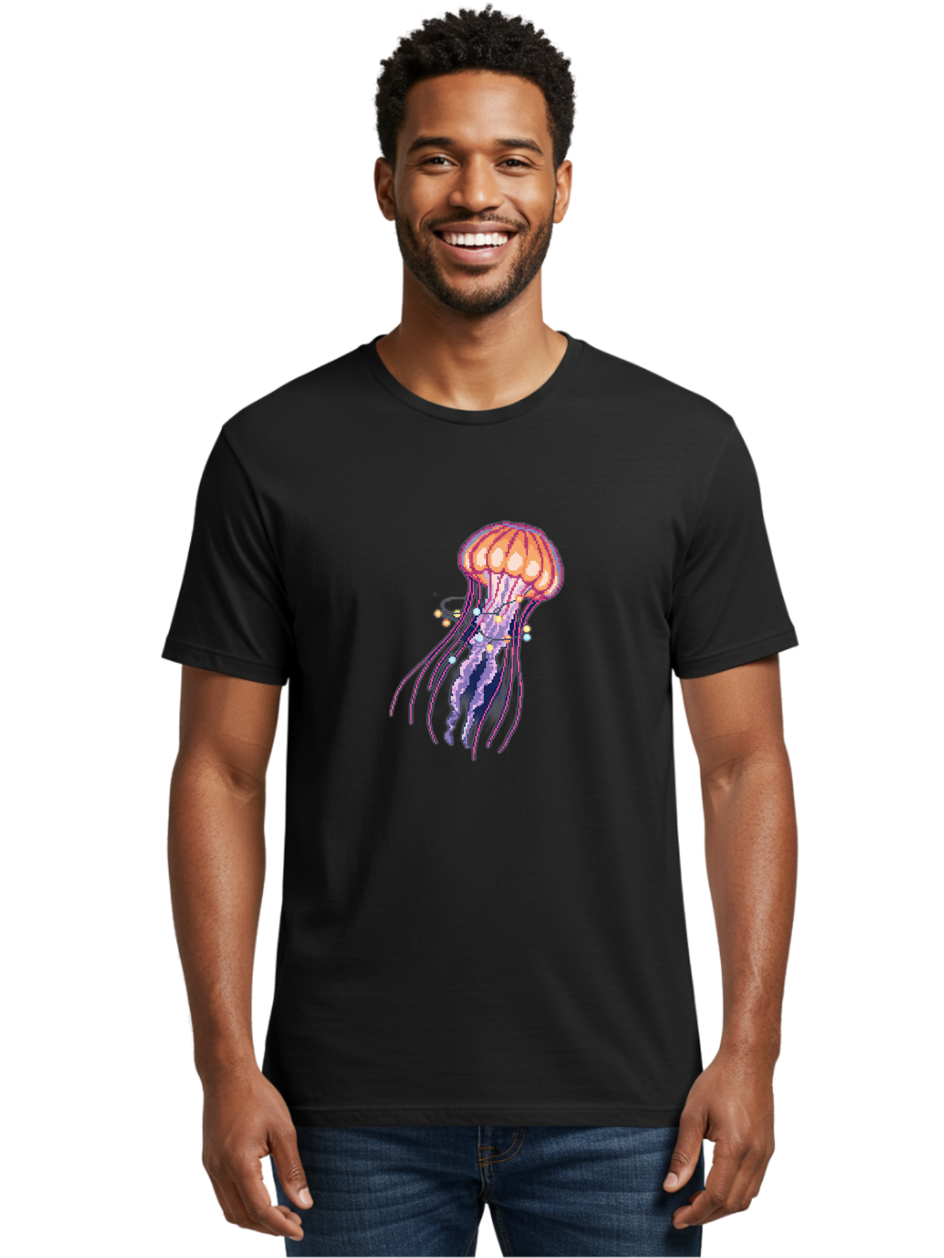Jellyfish-1 Men'S Graphic Tee, 100% Cotton, Comfortable Casual Summer Wear, Machine Washable, Vintage Camera, Old Camera, Antique Camera, Black Camera, Classic Photography, Photography Equipment, Nostalgic Device, Film Camera, Camera Art Bam703