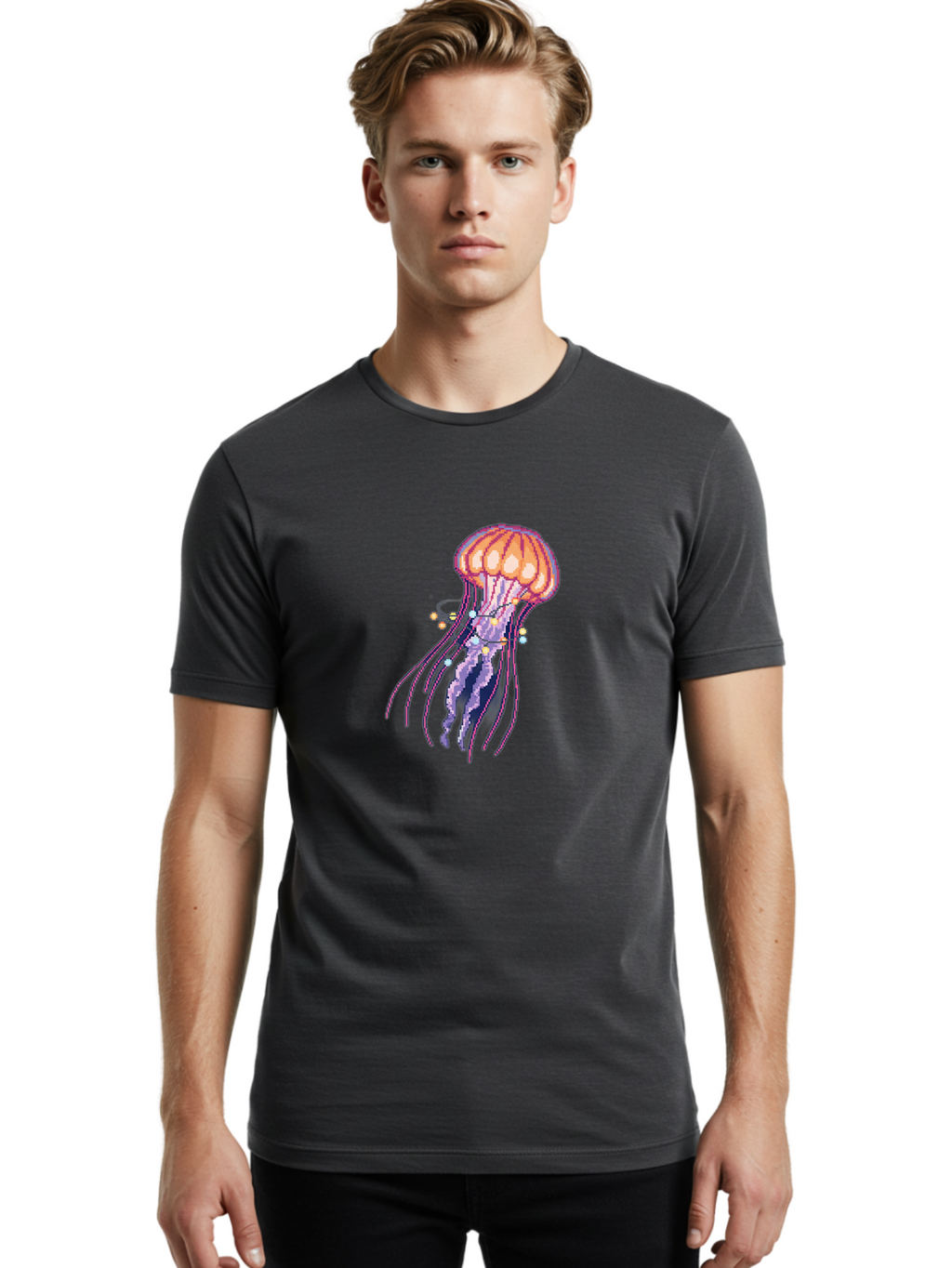Jellyfish-1 Men'S Graphic Tee, 100% Cotton, Comfortable Casual Summer Wear, Machine Washable, Vintage Camera, Old Camera, Antique Camera, Black Camera, Classic Photography, Photography Equipment, Nostalgic Device, Film Camera, Camera Art Bam703