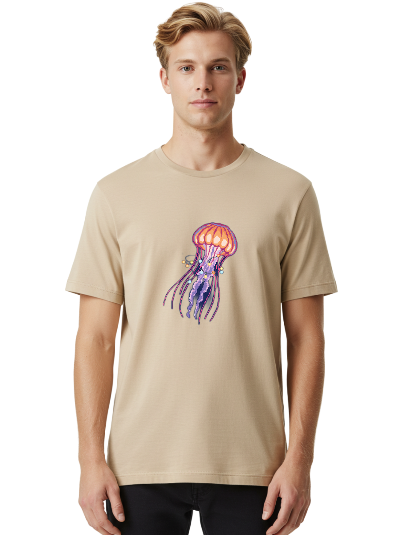 Jellyfish-1 Men'S Graphic Tee, 100% Cotton, Comfortable Casual Summer Wear, Machine Washable, Vintage Camera, Old Camera, Antique Camera, Black Camera, Classic Photography, Photography Equipment, Nostalgic Device, Film Camera, Camera Art Bam703