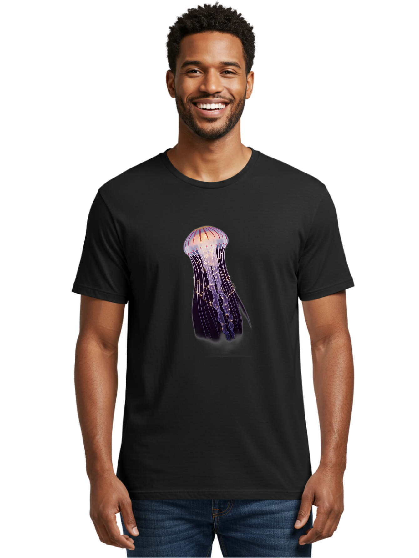 Jellyfish-2 Men'S Graphic Tee, 100% Cotton, Comfortable Casual Summer Wear, Machine Washable, Vintage Camera, Old Camera, Antique Camera, Black Camera, Classic Photography, Photography Equipment, Nostalgic Device, Film Camera, Camera Art Bam704