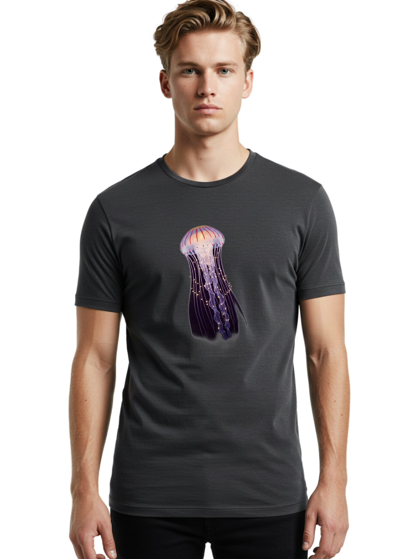Jellyfish-2 Men'S Graphic Tee, 100% Cotton, Comfortable Casual Summer Wear, Machine Washable, Vintage Camera, Old Camera, Antique Camera, Black Camera, Classic Photography, Photography Equipment, Nostalgic Device, Film Camera, Camera Art Bam704