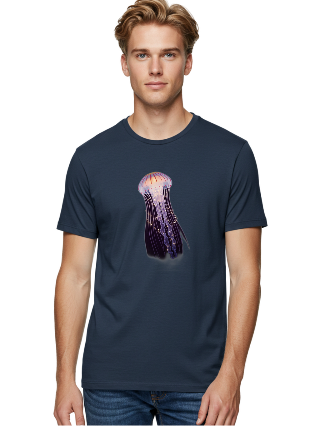 Jellyfish-2 Men'S Graphic Tee, 100% Cotton, Comfortable Casual Summer Wear, Machine Washable, Vintage Camera, Old Camera, Antique Camera, Black Camera, Classic Photography, Photography Equipment, Nostalgic Device, Film Camera, Camera Art Bam704