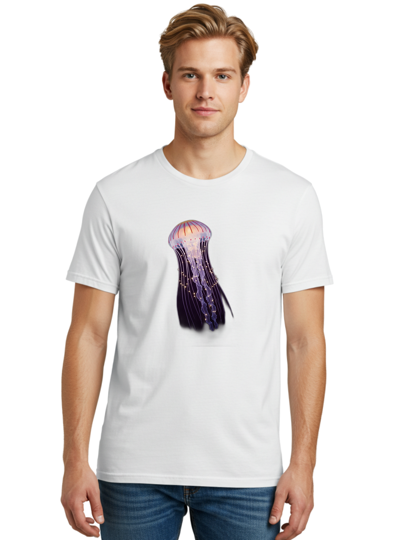 Jellyfish-2 Men'S Graphic Tee, 100% Cotton, Comfortable Casual Summer Wear, Machine Washable, Vintage Camera, Old Camera, Antique Camera, Black Camera, Classic Photography, Photography Equipment, Nostalgic Device, Film Camera, Camera Art Bam704