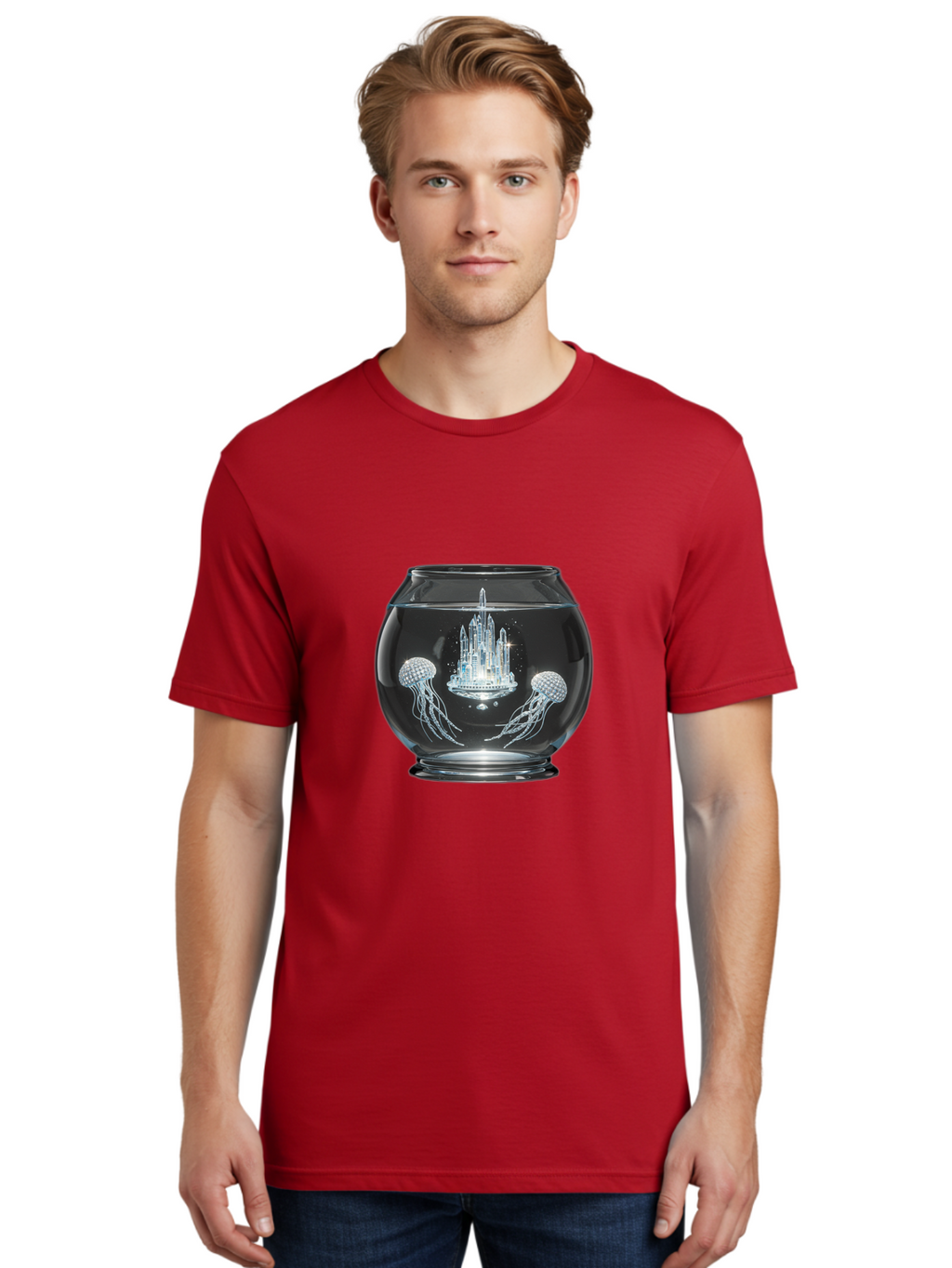 Jellyfish-City-Fishbowl Men'S Graphic Tee, 100% Cotton, Comfortable Casual Summer Wear, Machine Washable, Vintage Camera, Old Camera, Antique Camera, Black Camera, Classic Photography, Photography Equipment, Nostalgic Device, Film Camera, Bam705