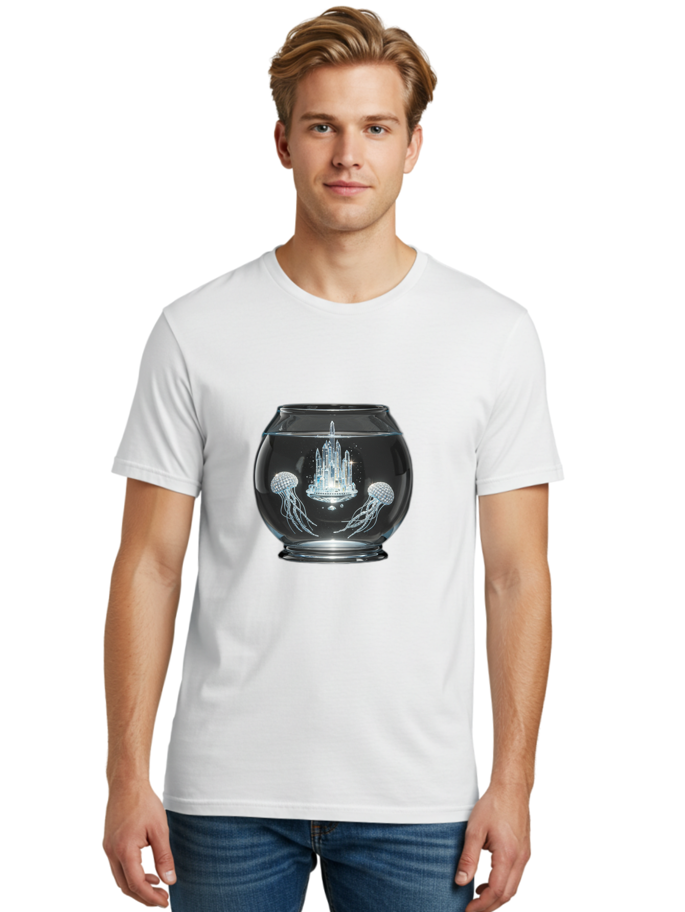 Jellyfish-City-Fishbowl Men'S Graphic Tee, 100% Cotton, Comfortable Casual Summer Wear, Machine Washable, Vintage Camera, Old Camera, Antique Camera, Black Camera, Classic Photography, Photography Equipment, Nostalgic Device, Film Camera, Bam705