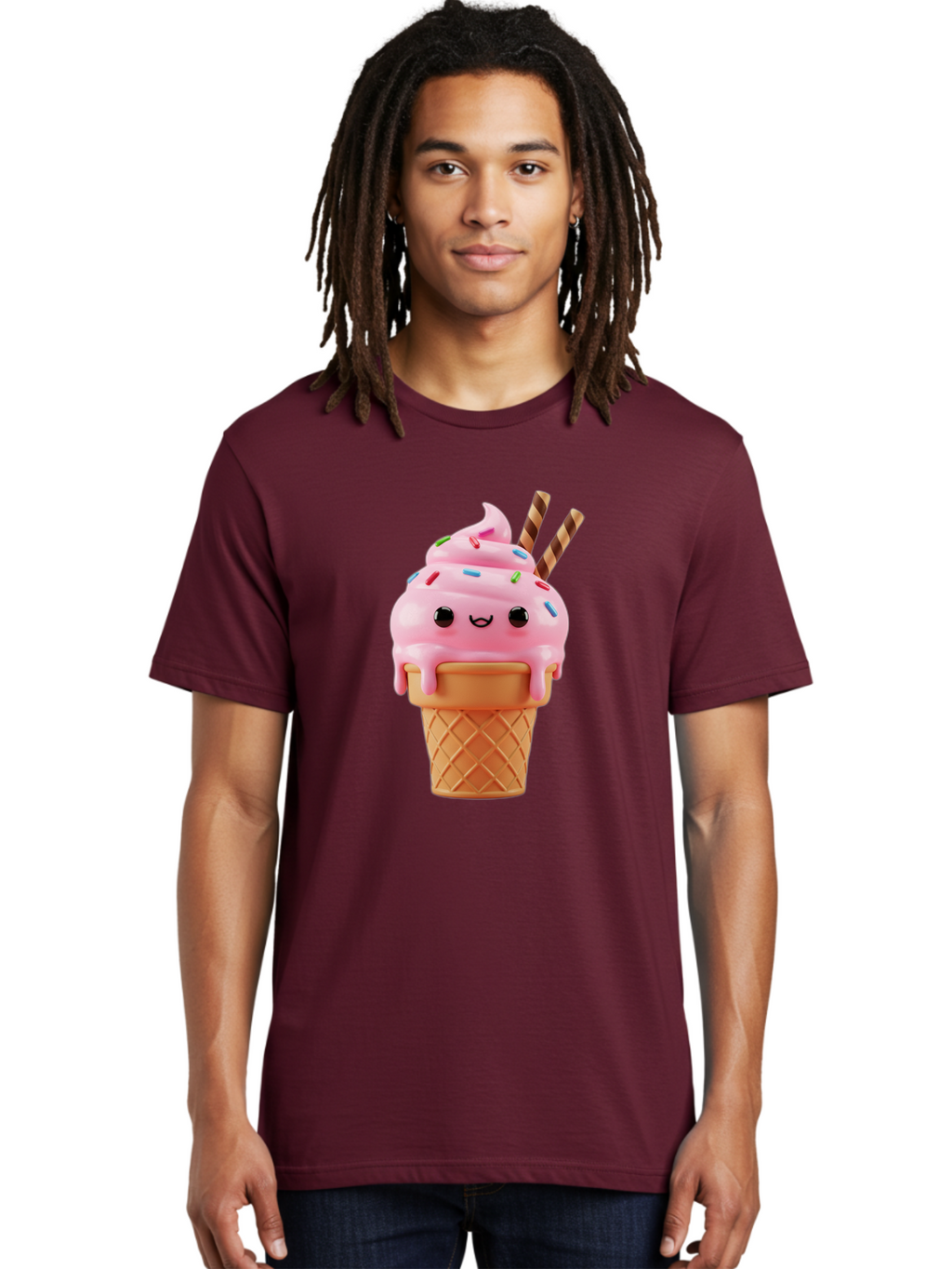 Kawaii-Ice-Cream Men'S Graphic Tee, 100% Cotton, Comfortable Casual Summer Wear, Machine Washable, Vintage Camera, Old Camera, Antique Camera, Black Camera, Classic Photography, Photography Equipment, Nostalgic Device, Film Camera, Camera Art Bam710