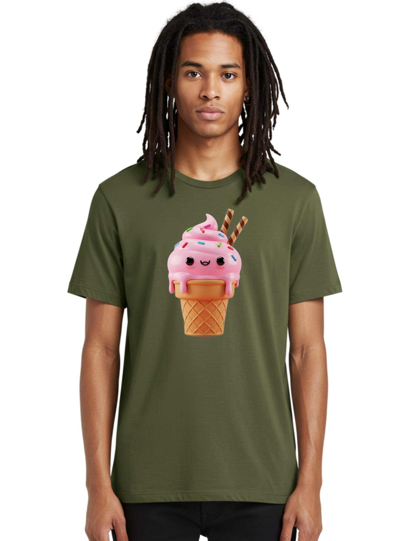 Kawaii-Ice-Cream Men'S Graphic Tee, 100% Cotton, Comfortable Casual Summer Wear, Machine Washable, Vintage Camera, Old Camera, Antique Camera, Black Camera, Classic Photography, Photography Equipment, Nostalgic Device, Film Camera, Camera Art Bam710