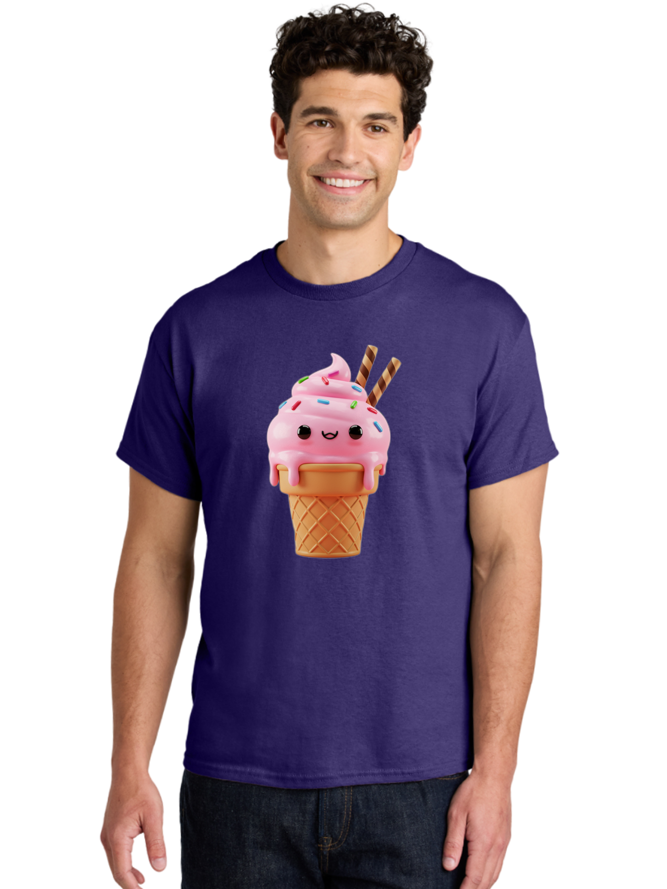 Kawaii-Ice-Cream Men'S Graphic Tee, 100% Cotton, Comfortable Casual Summer Wear, Machine Washable, Vintage Camera, Old Camera, Antique Camera, Black Camera, Classic Photography, Photography Equipment, Nostalgic Device, Film Camera, Camera Art Bam710