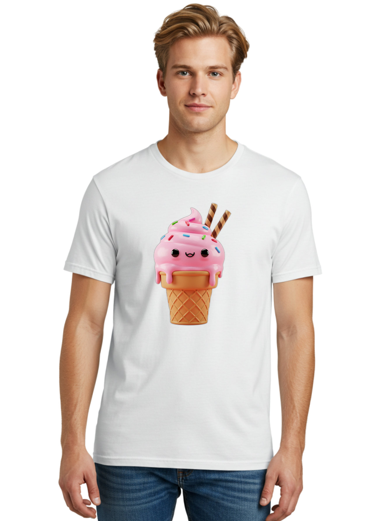 Kawaii-Ice-Cream Men'S Graphic Tee, 100% Cotton, Comfortable Casual Summer Wear, Machine Washable, Vintage Camera, Old Camera, Antique Camera, Black Camera, Classic Photography, Photography Equipment, Nostalgic Device, Film Camera, Camera Art Bam710