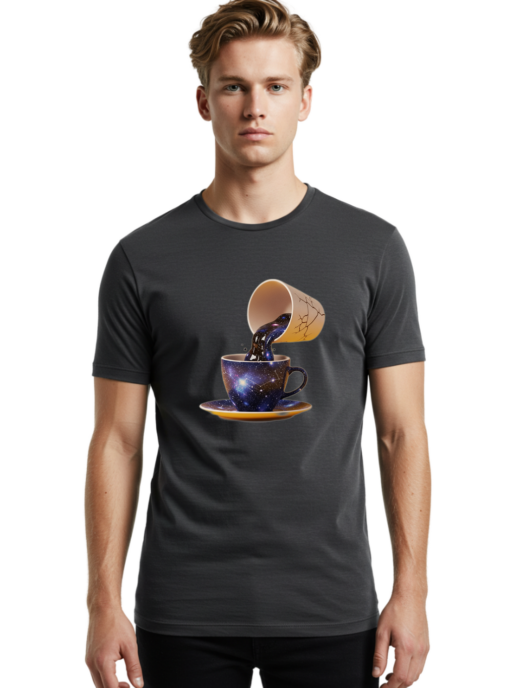 Kintsugi-Tea-Cup Men'S Graphic Tee, 100% Cotton, Comfortable Casual Summer Wear, Machine Washable, Vintage Camera, Old Camera, Antique Camera, Black Camera, Classic Photography, Photography Equipment, Nostalgic Device, Film Camera, Camera Art Bam716