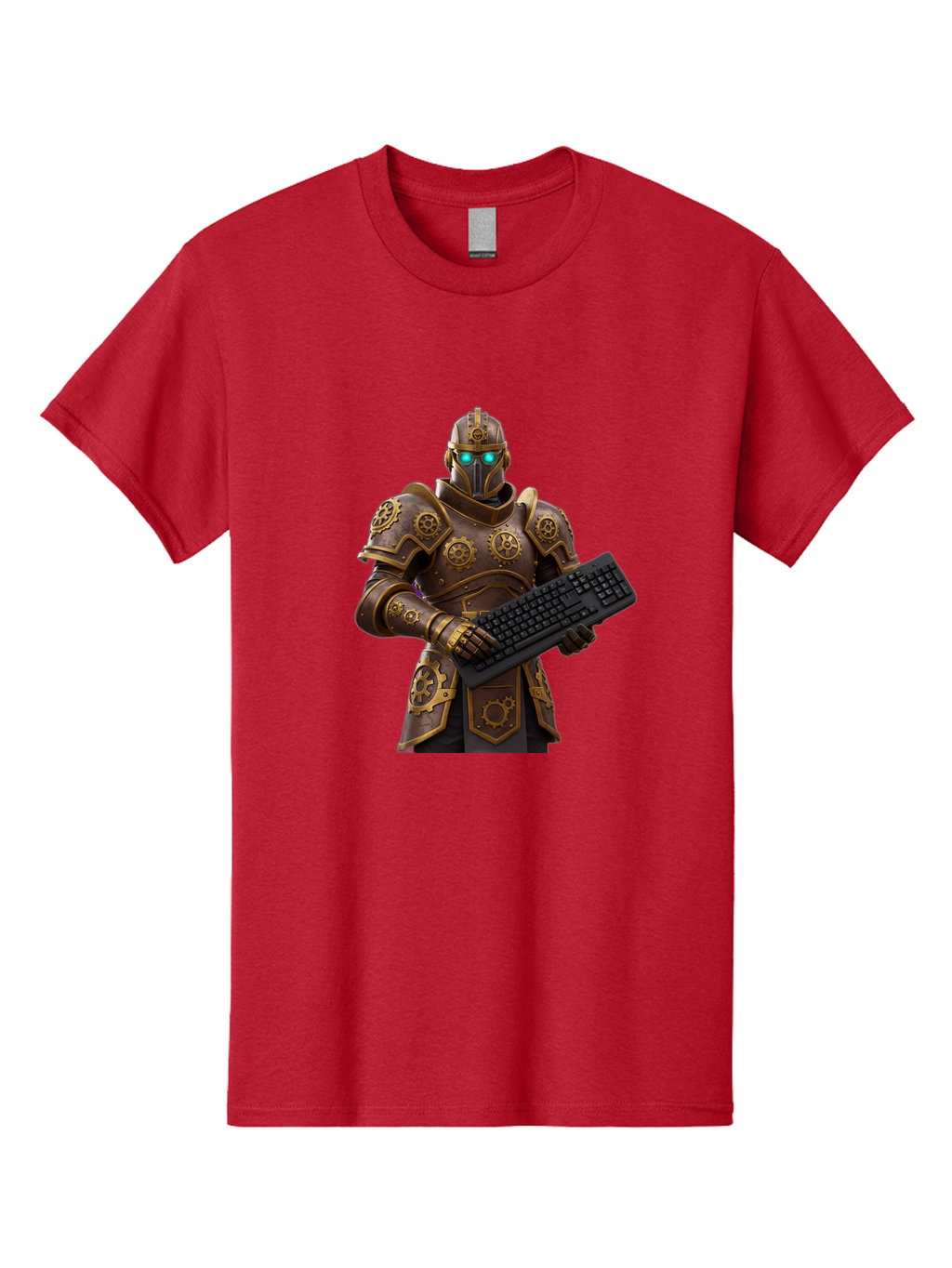 Knight-Holding-Keyboard Men'S Graphic Tee, 100% Cotton, Comfortable Casual Summer Wear, Machine Washable, Vintage Camera, Old Camera, Antique Camera, Black Camera, Classic Photography, Photography Equipment, Nostalgic Device, Film Camera, Bam722