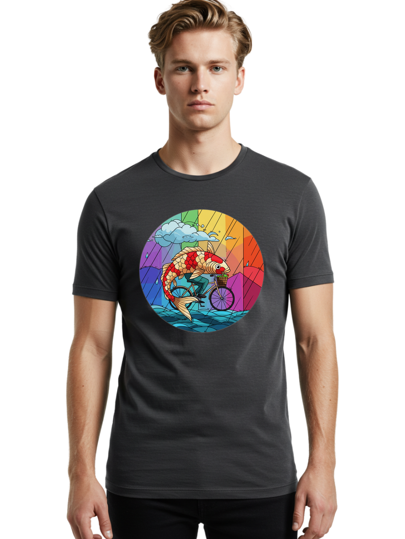 Koi-Fish-Riding-Bicycle Men'S Graphic Tee, 100% Cotton, Comfortable Casual Summer Wear, Machine Washable, Vintage Camera, Old Camera, Antique Camera, Black Camera, Classic Photography, Photography Equipment, Nostalgic Device, Film Camera, Bam723
