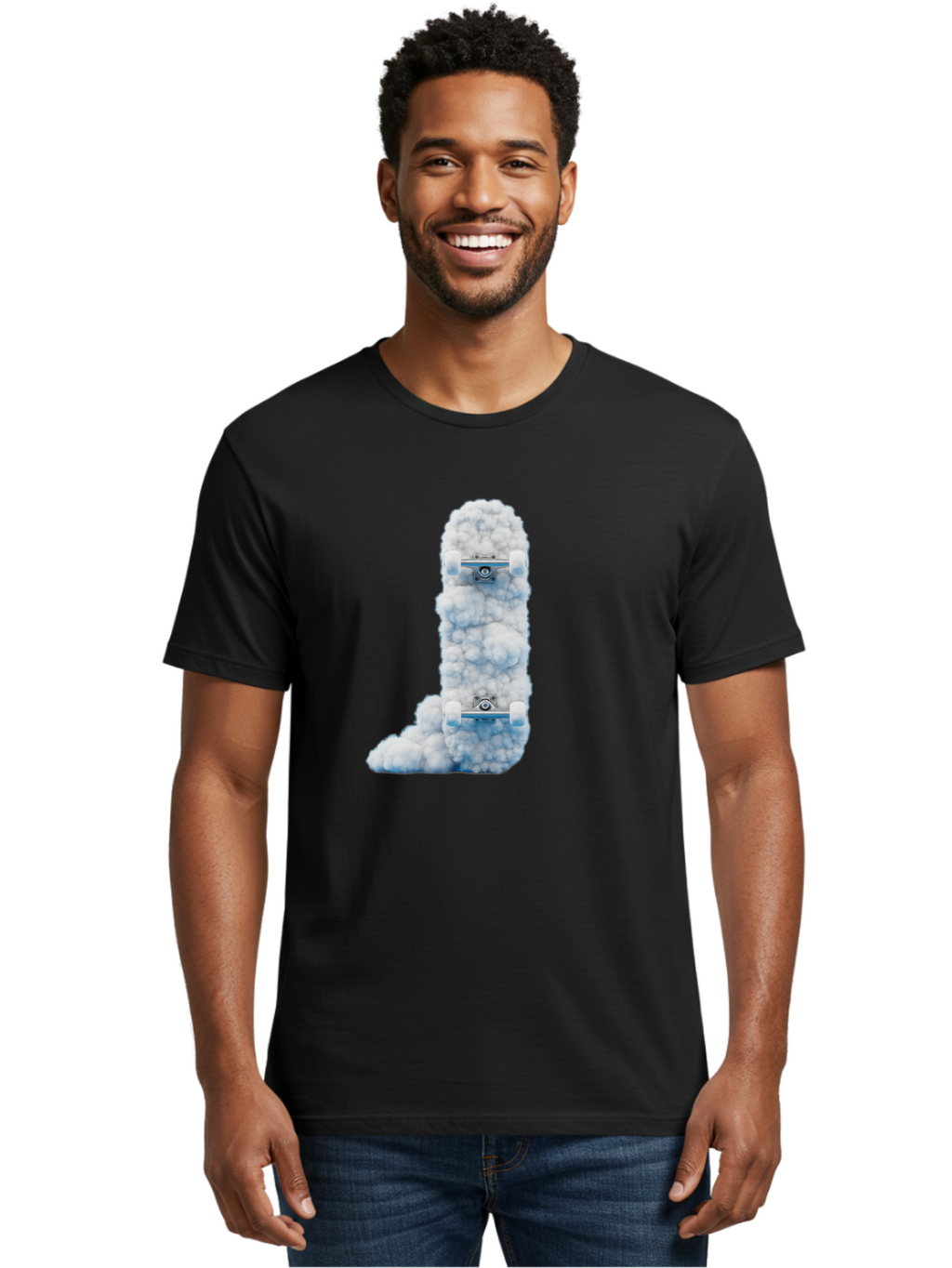 L-Shaped-Skateboards-In-Clouds Men'S Graphic Tee, 100% Cotton, Comfortable Casual Summer Wear, Machine Washable, Vintage Camera, Old Camera, Antique Camera, Black Camera, Classic Photography, Photography Equipment, Nostalgic Device, Bam726