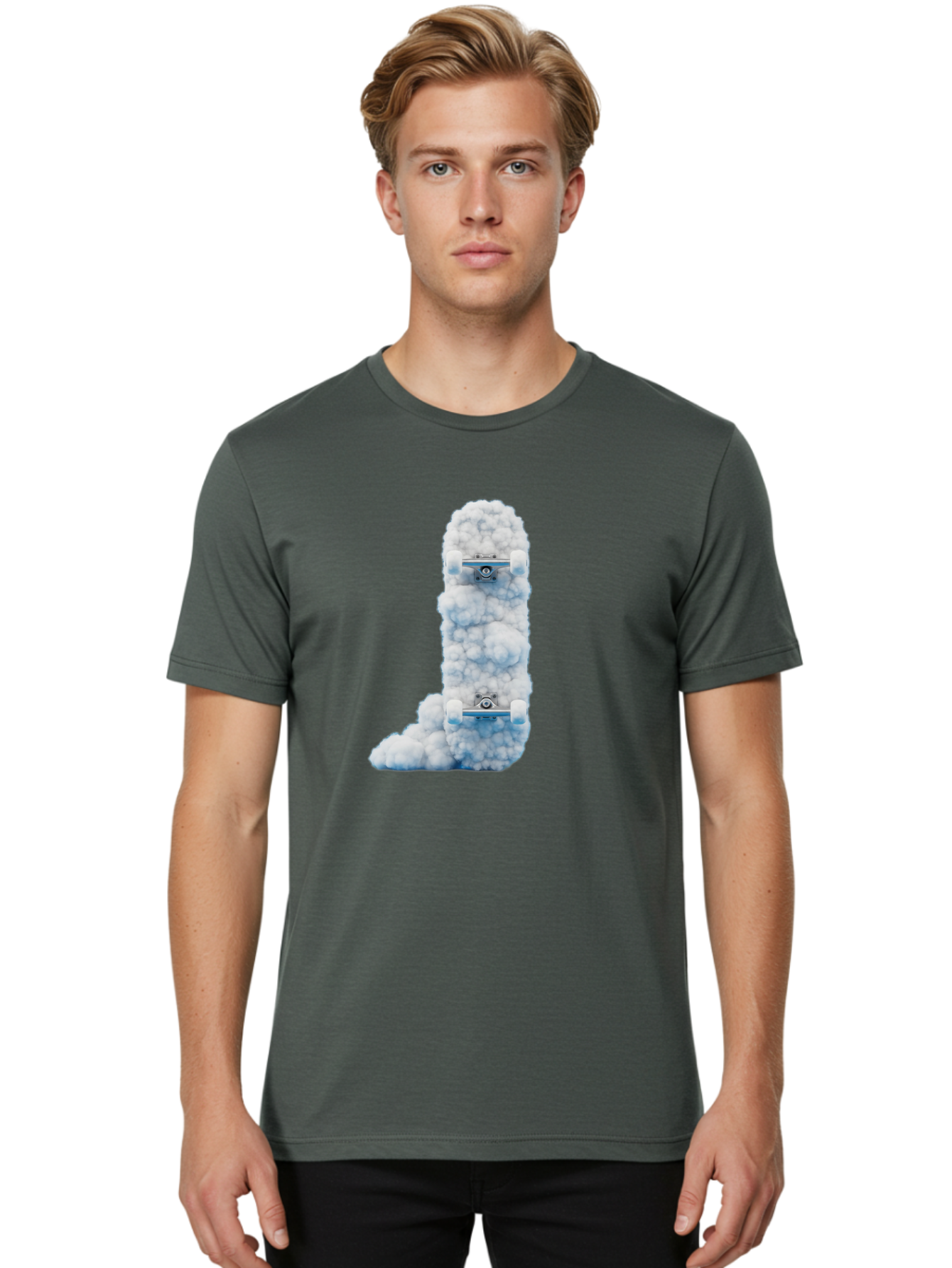L-Shaped-Skateboards-In-Clouds Men'S Graphic Tee, 100% Cotton, Comfortable Casual Summer Wear, Machine Washable, Vintage Camera, Old Camera, Antique Camera, Black Camera, Classic Photography, Photography Equipment, Nostalgic Device, Bam726