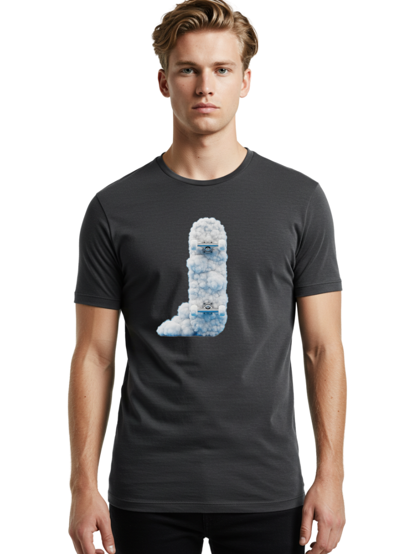 L-Shaped-Skateboards-In-Clouds Men'S Graphic Tee, 100% Cotton, Comfortable Casual Summer Wear, Machine Washable, Vintage Camera, Old Camera, Antique Camera, Black Camera, Classic Photography, Photography Equipment, Nostalgic Device, Bam726