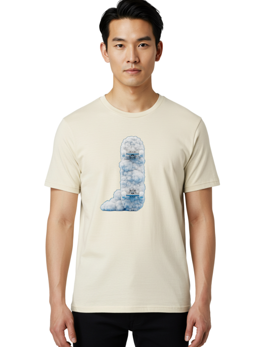 L-Shaped-Skateboards-In-Clouds Men'S Graphic Tee, 100% Cotton, Comfortable Casual Summer Wear, Machine Washable, Vintage Camera, Old Camera, Antique Camera, Black Camera, Classic Photography, Photography Equipment, Nostalgic Device, Bam726