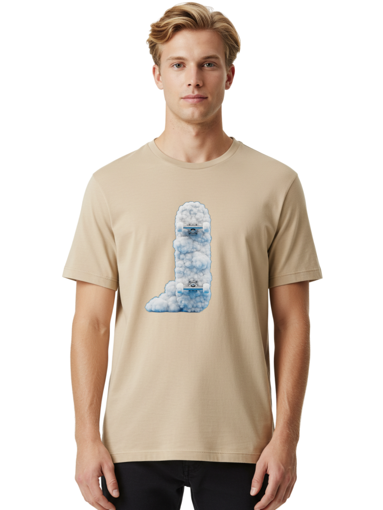 L-Shaped-Skateboards-In-Clouds Men'S Graphic Tee, 100% Cotton, Comfortable Casual Summer Wear, Machine Washable, Vintage Camera, Old Camera, Antique Camera, Black Camera, Classic Photography, Photography Equipment, Nostalgic Device, Bam726