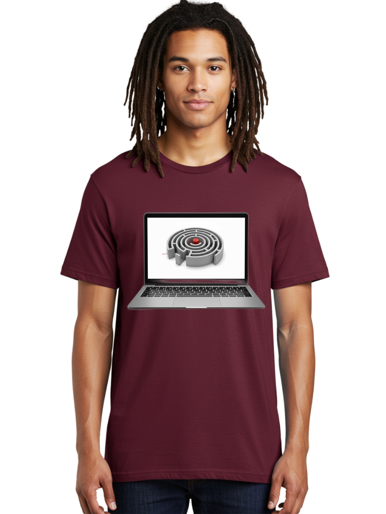 Labyrinth-On-Laptop Men'S Graphic Tee, 100% Cotton, Comfortable Casual Summer Wear, Machine Washable, Vintage Camera, Old Camera, Antique Camera, Black Camera, Classic Photography, Photography Equipment, Nostalgic Device, Film Camera, Bam728