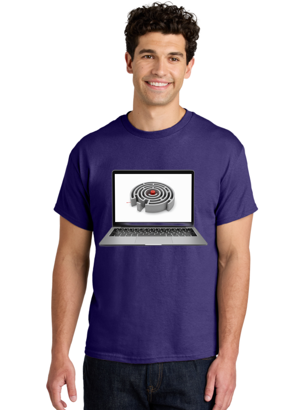 Labyrinth-On-Laptop Men'S Graphic Tee, 100% Cotton, Comfortable Casual Summer Wear, Machine Washable, Vintage Camera, Old Camera, Antique Camera, Black Camera, Classic Photography, Photography Equipment, Nostalgic Device, Film Camera, Bam728