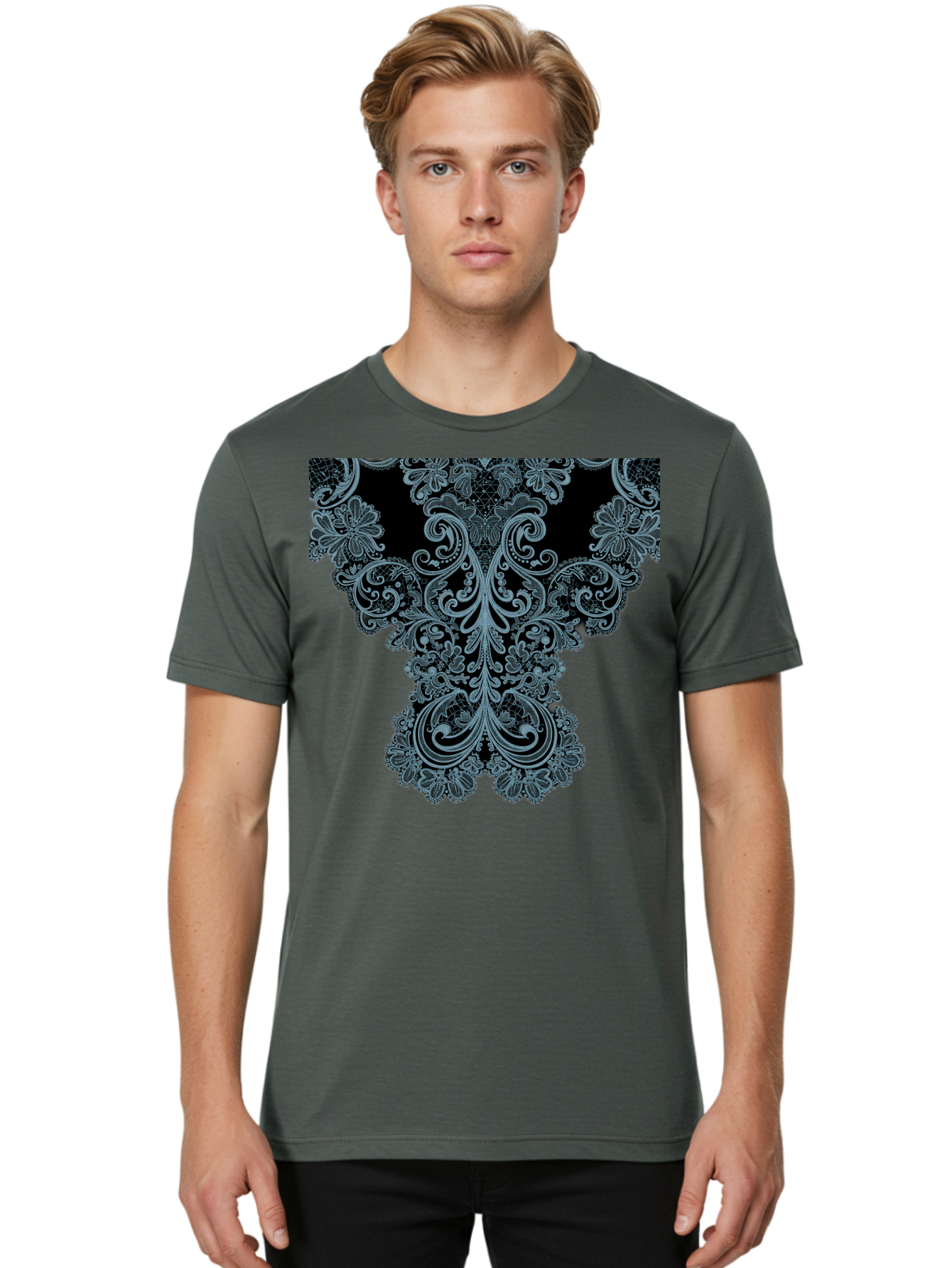 Lace-Trim Men'S Graphic Tee, 100% Cotton, Comfortable Casual Summer Wear, Machine Washable, Vintage Camera, Old Camera, Antique Camera, Black Camera, Classic Photography, Photography Equipment, Nostalgic Device, Film Camera, Camera Art Bam729