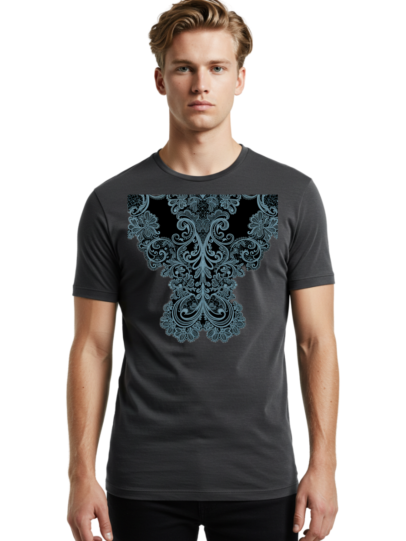 Lace-Trim Men'S Graphic Tee, 100% Cotton, Comfortable Casual Summer Wear, Machine Washable, Vintage Camera, Old Camera, Antique Camera, Black Camera, Classic Photography, Photography Equipment, Nostalgic Device, Film Camera, Camera Art Bam729