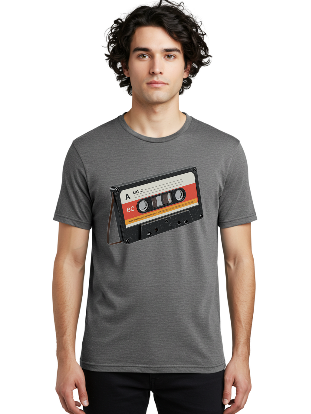Lavic-Cassette-Tape Men'S Graphic Tee, 100% Cotton, Comfortable Casual Summer Wear, Machine Washable, Vintage Camera, Old Camera, Antique Camera, Black Camera, Classic Photography, Photography Equipment, Nostalgic Device, Film Camera, Bam751