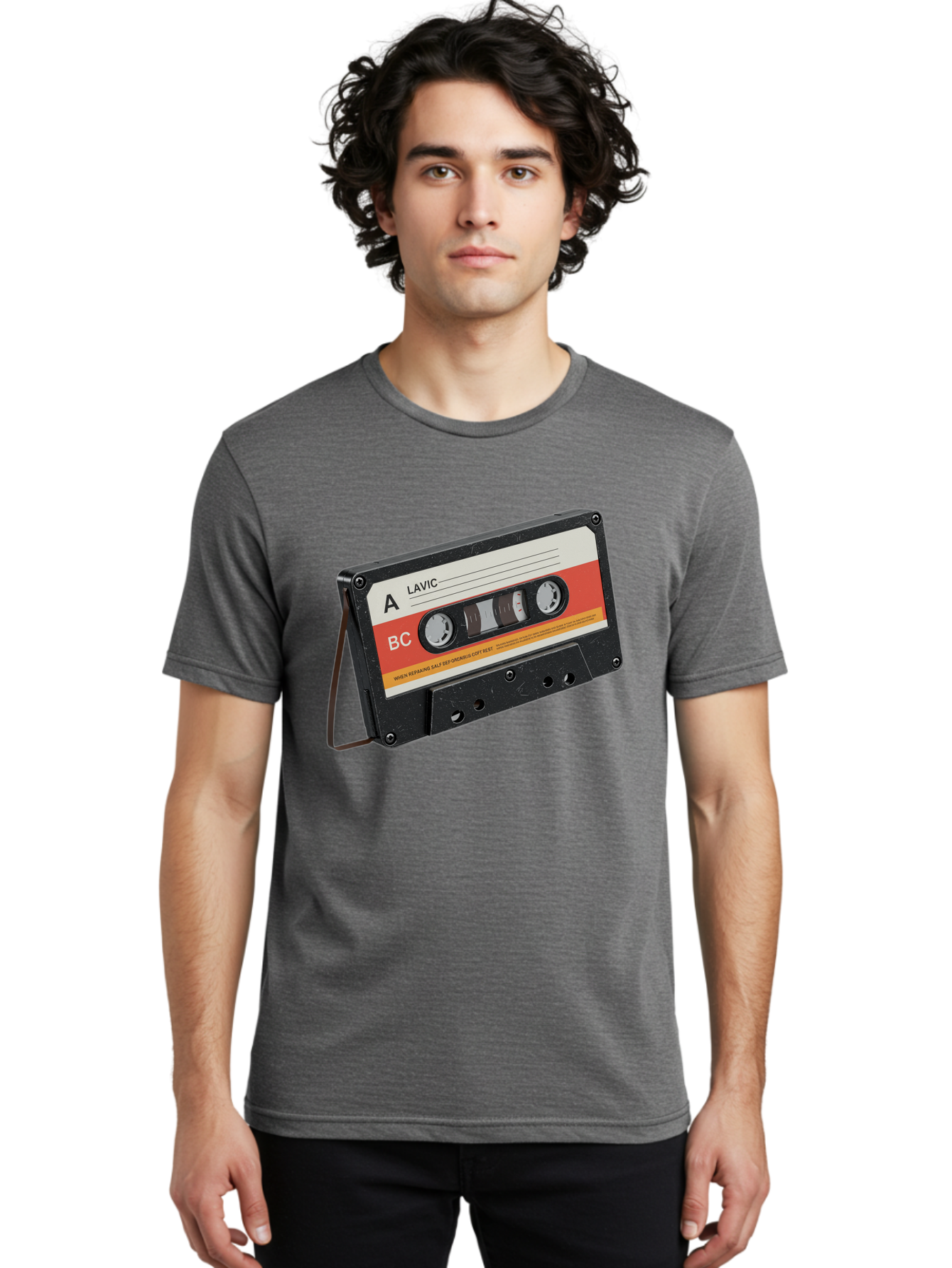 Lavic-Cassette-Tape Men'S Graphic Tee, 100% Cotton, Comfortable Casual Summer Wear, Machine Washable, Vintage Camera, Old Camera, Antique Camera, Black Camera, Classic Photography, Photography Equipment, Nostalgic Device, Film Camera, Bam751