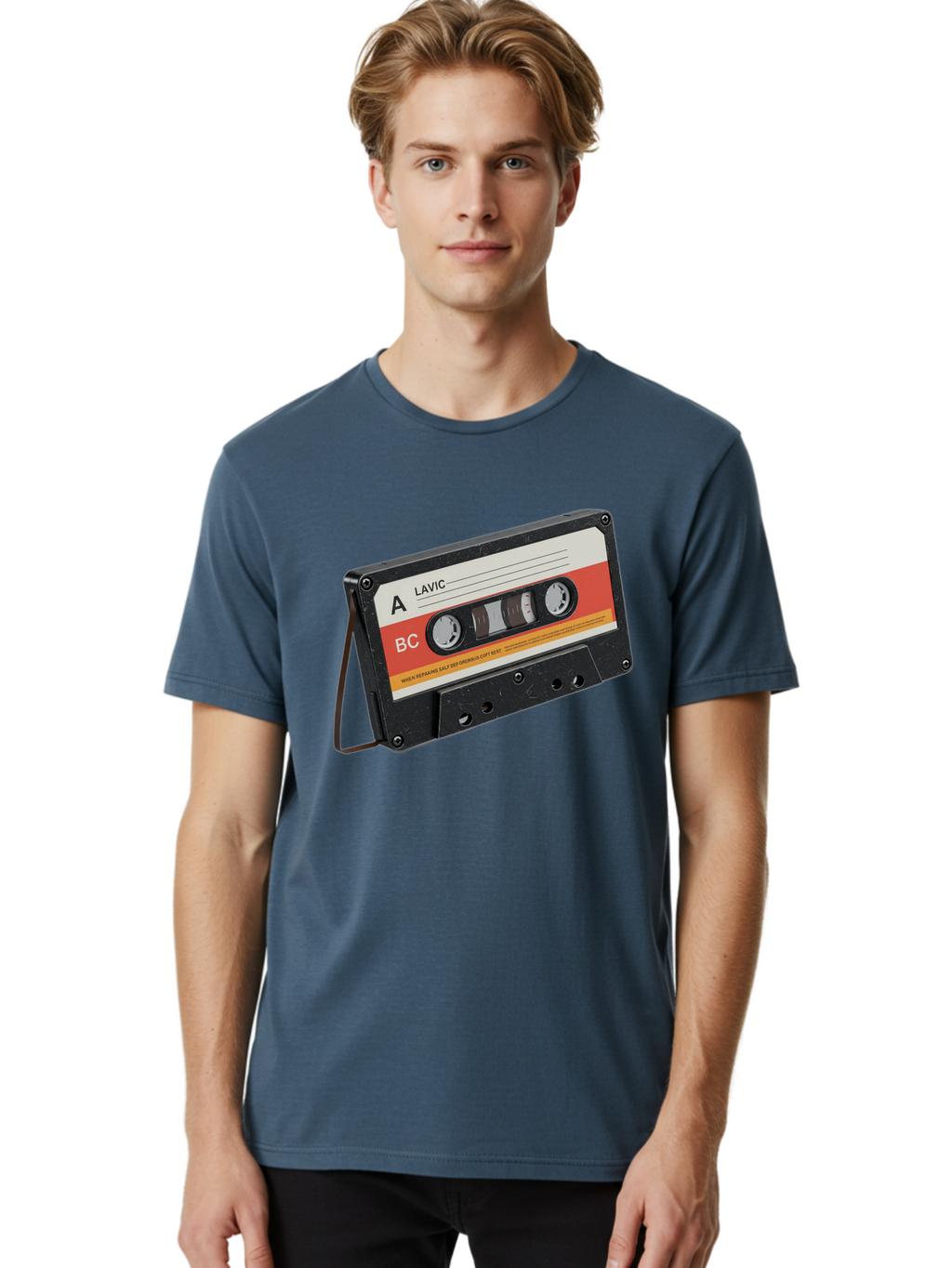 Lavic-Cassette-Tape Men'S Graphic Tee, 100% Cotton, Comfortable Casual Summer Wear, Machine Washable, Vintage Camera, Old Camera, Antique Camera, Black Camera, Classic Photography, Photography Equipment, Nostalgic Device, Film Camera, Bam751