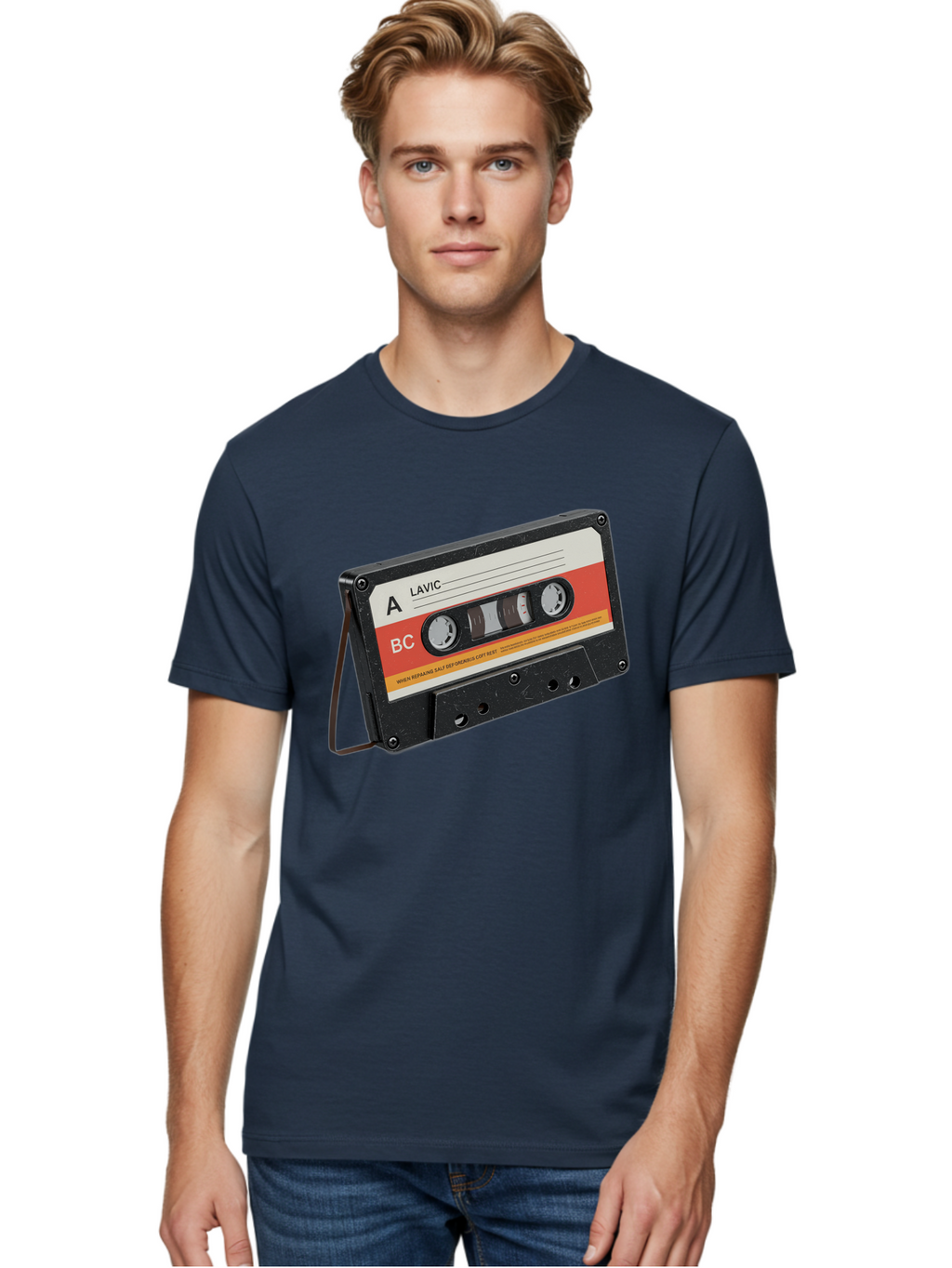 Lavic-Cassette-Tape Men'S Graphic Tee, 100% Cotton, Comfortable Casual Summer Wear, Machine Washable, Vintage Camera, Old Camera, Antique Camera, Black Camera, Classic Photography, Photography Equipment, Nostalgic Device, Film Camera, Bam751