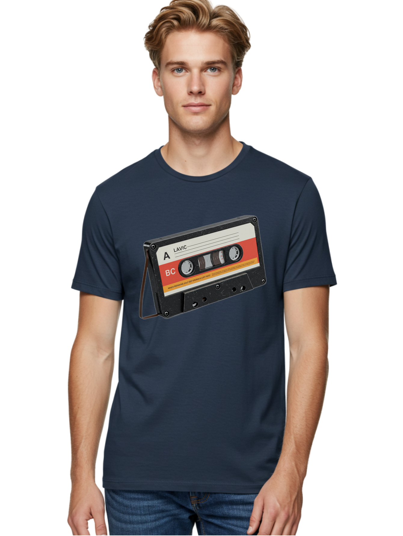 Lavic-Cassette-Tape Men'S Graphic Tee, 100% Cotton, Comfortable Casual Summer Wear, Machine Washable, Vintage Camera, Old Camera, Antique Camera, Black Camera, Classic Photography, Photography Equipment, Nostalgic Device, Film Camera, Bam751