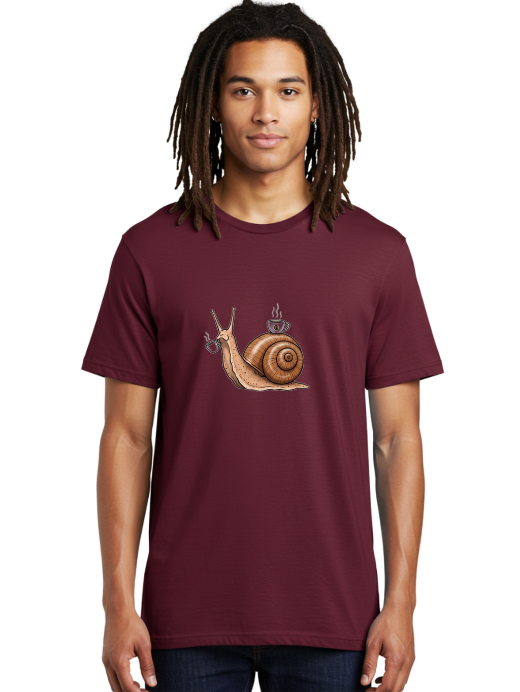 Lazy-Snail-With-Coffee-Mug-1 Men'S Graphic Tee, 100% Cotton, Comfortable Casual Summer Wear, Machine Washable, Vintage Camera, Old Camera, Antique Camera, Black Camera, Classic Photography, Photography Equipment, Nostalgic Device, Film Camera, Bam752