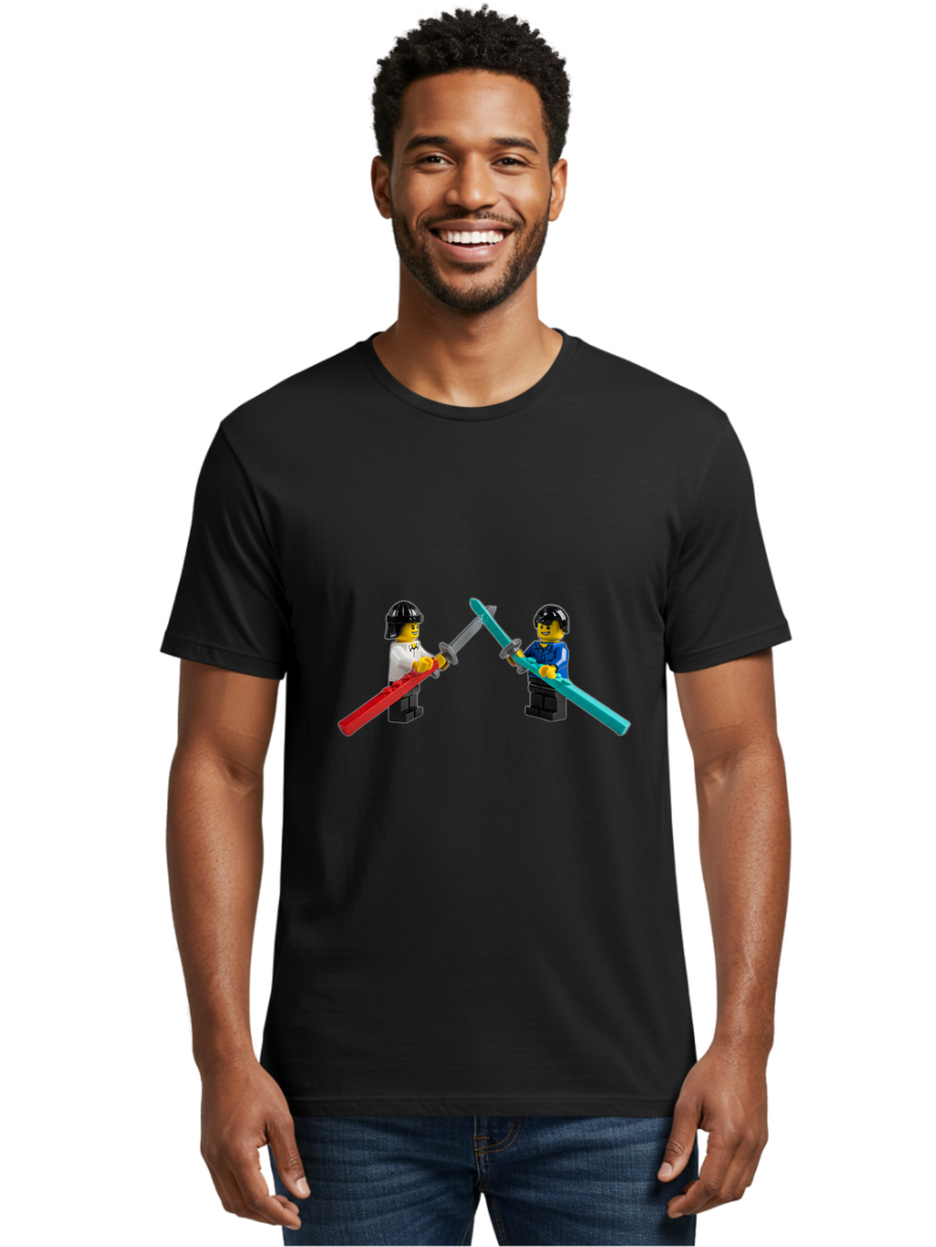 Lego-Minifigures-Sword-Fight Men'S Graphic Tee, 100% Cotton, Comfortable Casual Summer Wear, Machine Washable, Vintage Camera, Old Camera, Antique Camera, Black Camera, Classic Photography, Photography Equipment, Nostalgic Device, Film Camera, Bam757