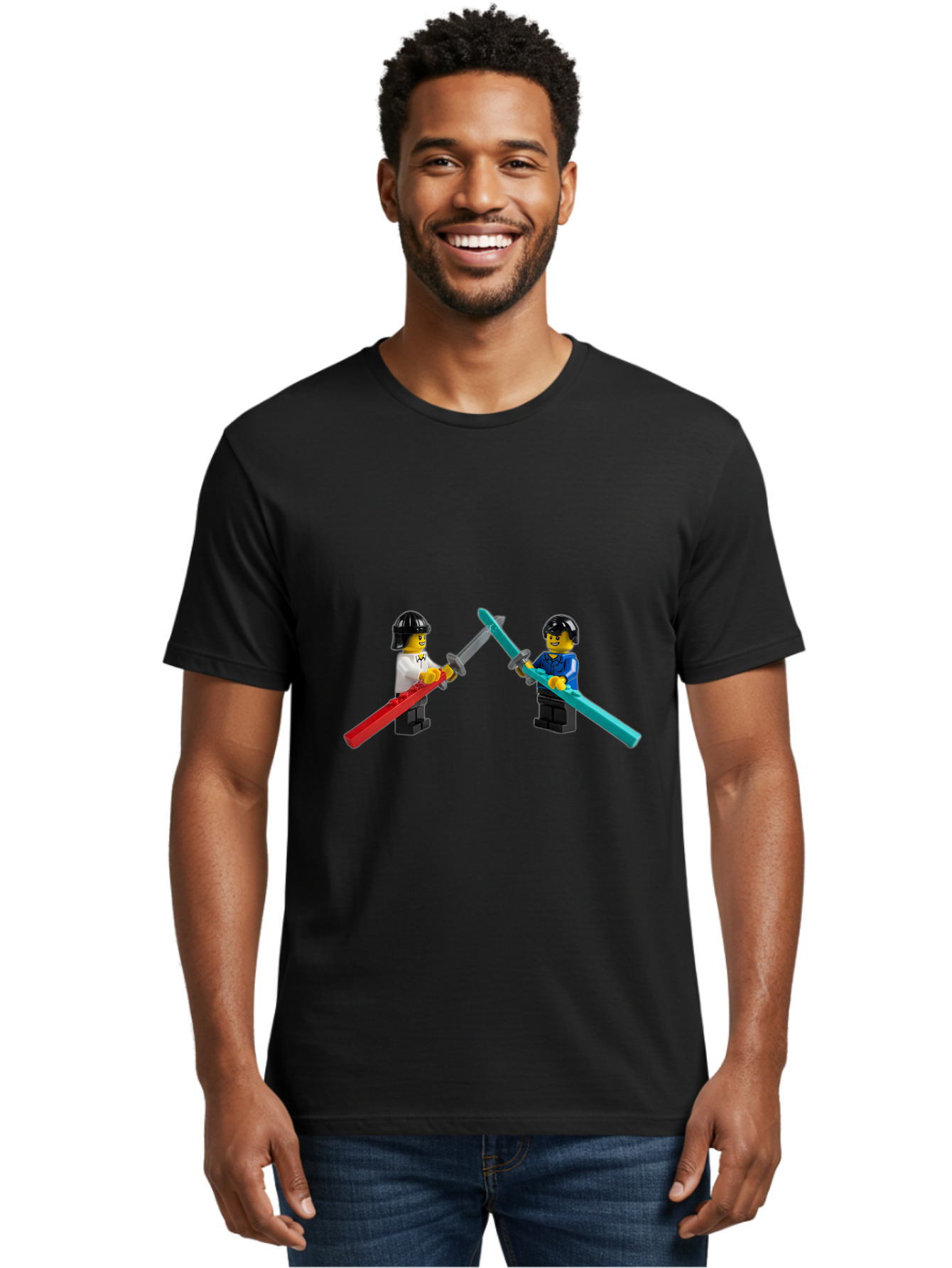 Lego-Minifigures-Sword-Fight Men'S Graphic Tee, 100% Cotton, Comfortable Casual Summer Wear, Machine Washable, Vintage Camera, Old Camera, Antique Camera, Black Camera, Classic Photography, Photography Equipment, Nostalgic Device, Film Camera, Bam757