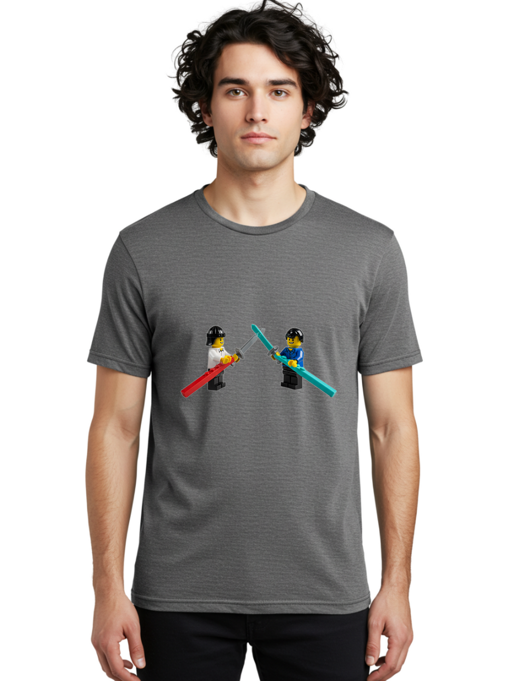 Lego-Minifigures-Sword-Fight Men'S Graphic Tee, 100% Cotton, Comfortable Casual Summer Wear, Machine Washable, Vintage Camera, Old Camera, Antique Camera, Black Camera, Classic Photography, Photography Equipment, Nostalgic Device, Film Camera, Bam757