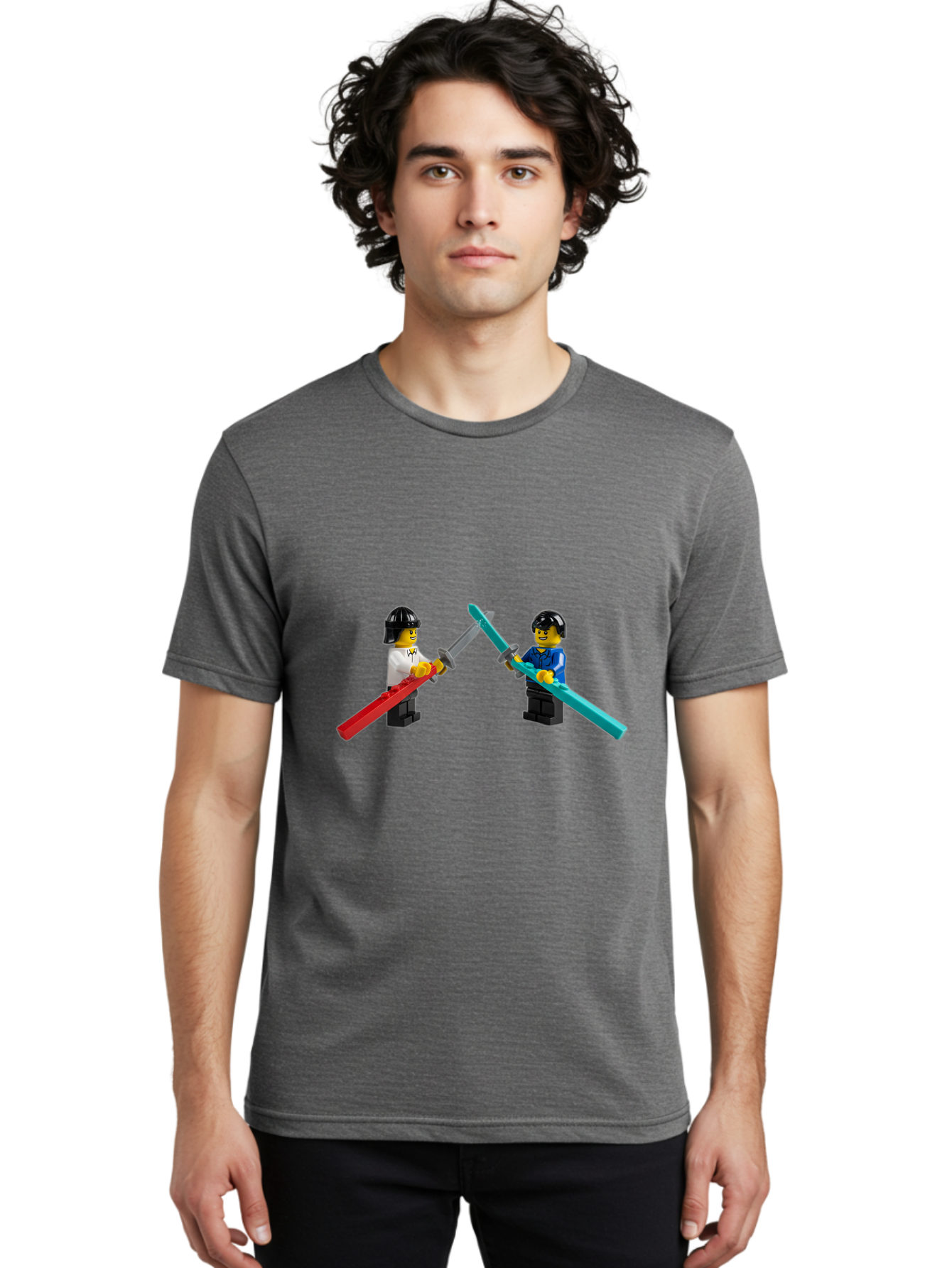 Lego-Minifigures-Sword-Fight Men'S Graphic Tee, 100% Cotton, Comfortable Casual Summer Wear, Machine Washable, Vintage Camera, Old Camera, Antique Camera, Black Camera, Classic Photography, Photography Equipment, Nostalgic Device, Film Camera, Bam757