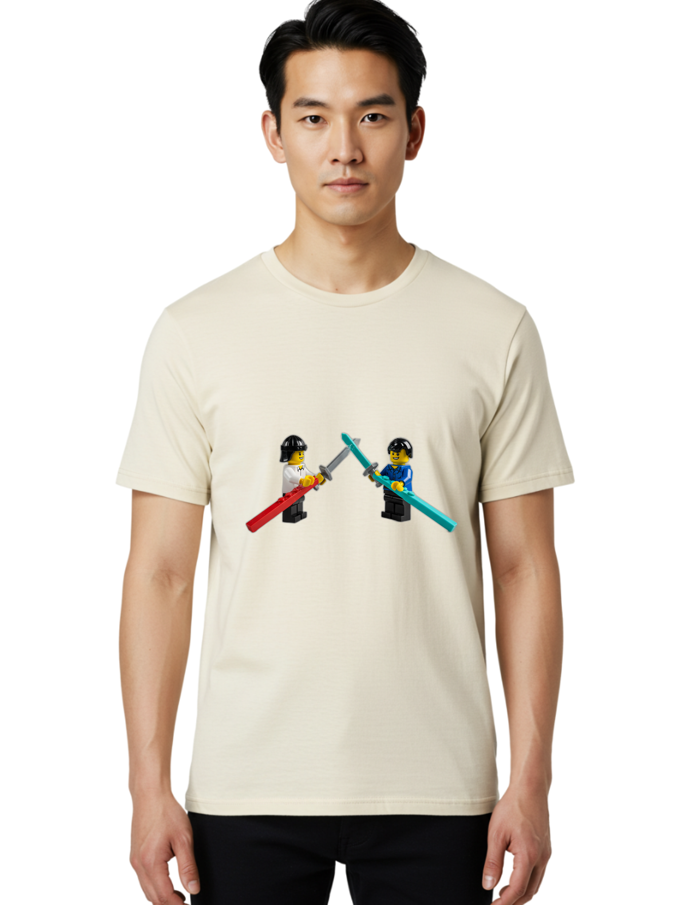Lego-Minifigures-Sword-Fight Men'S Graphic Tee, 100% Cotton, Comfortable Casual Summer Wear, Machine Washable, Vintage Camera, Old Camera, Antique Camera, Black Camera, Classic Photography, Photography Equipment, Nostalgic Device, Film Camera, Bam757