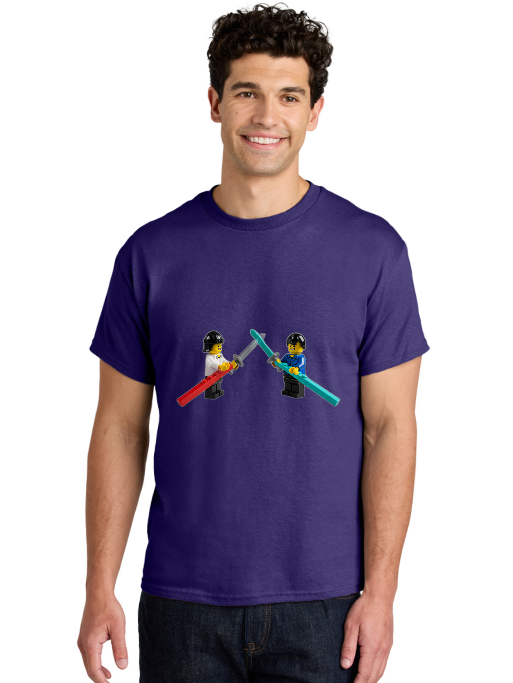 Lego-Minifigures-Sword-Fight Men'S Graphic Tee, 100% Cotton, Comfortable Casual Summer Wear, Machine Washable, Vintage Camera, Old Camera, Antique Camera, Black Camera, Classic Photography, Photography Equipment, Nostalgic Device, Film Camera, Bam757