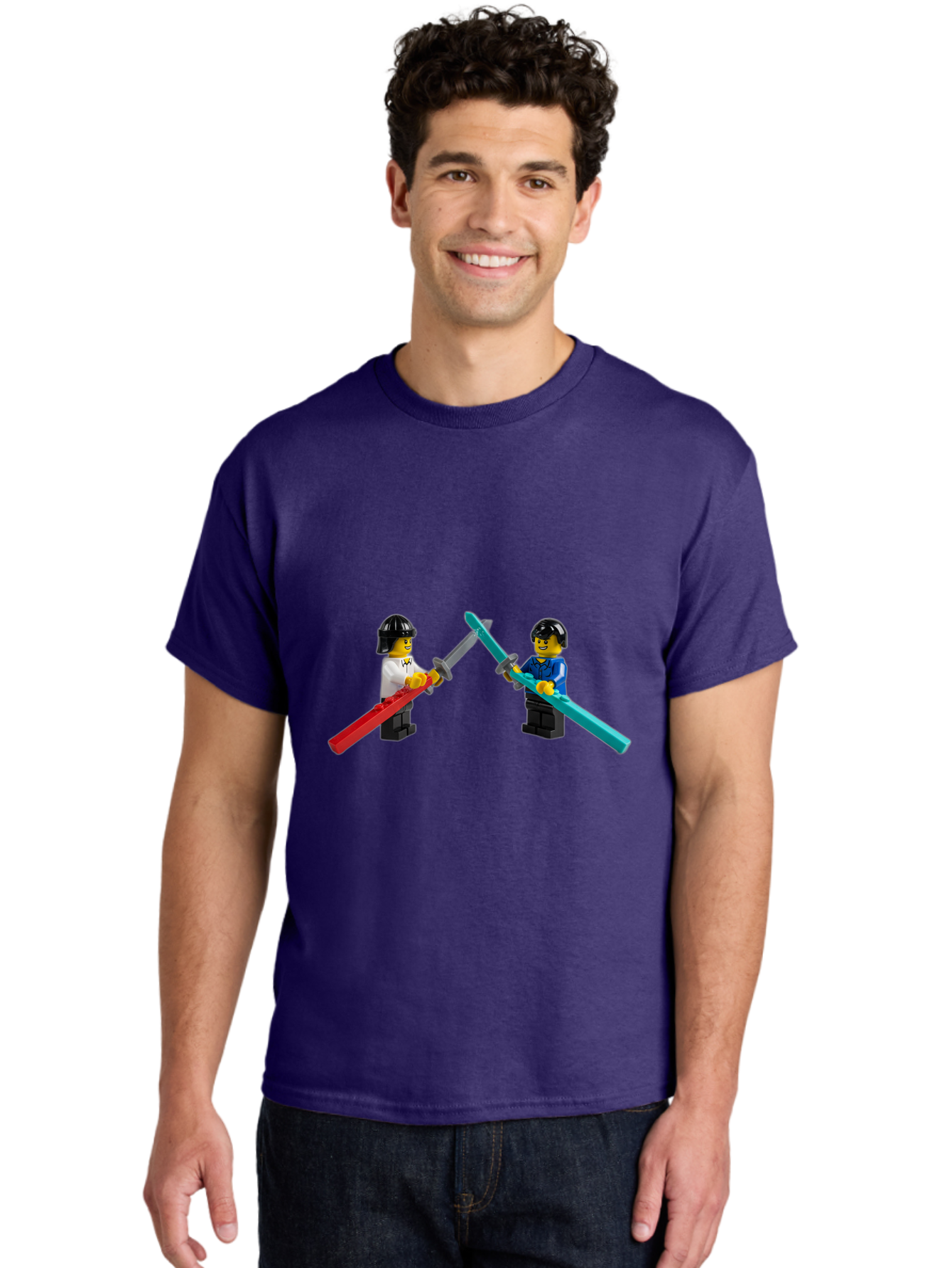 Lego-Minifigures-Sword-Fight Men'S Graphic Tee, 100% Cotton, Comfortable Casual Summer Wear, Machine Washable, Vintage Camera, Old Camera, Antique Camera, Black Camera, Classic Photography, Photography Equipment, Nostalgic Device, Film Camera, Bam757