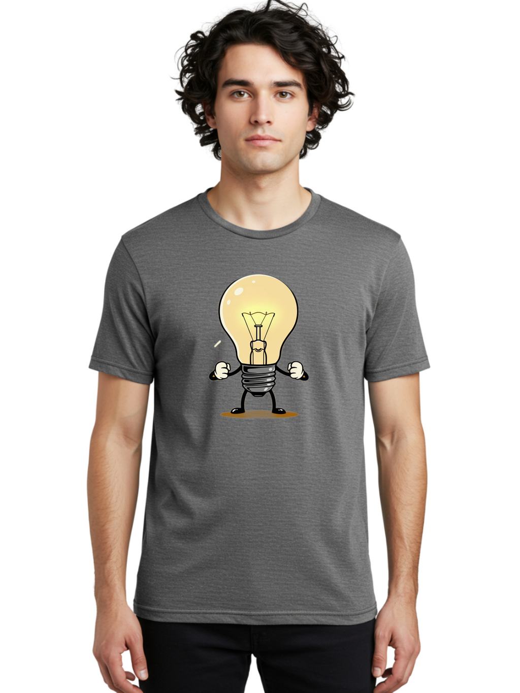 Light-Bulb-Character Men'S Graphic Tee, 100% Cotton, Comfortable Casual Summer Wear, Machine Washable, Vintage Camera, Old Camera, Antique Camera, Black Camera, Classic Photography, Photography Equipment, Nostalgic Device, Film Camera, Bam765