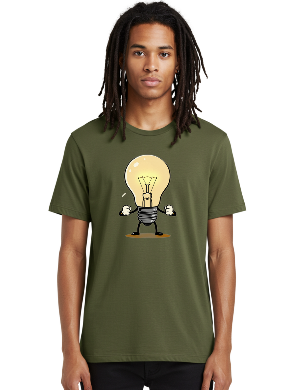 Light-Bulb-Character Men'S Graphic Tee, 100% Cotton, Comfortable Casual Summer Wear, Machine Washable, Vintage Camera, Old Camera, Antique Camera, Black Camera, Classic Photography, Photography Equipment, Nostalgic Device, Film Camera, Bam765