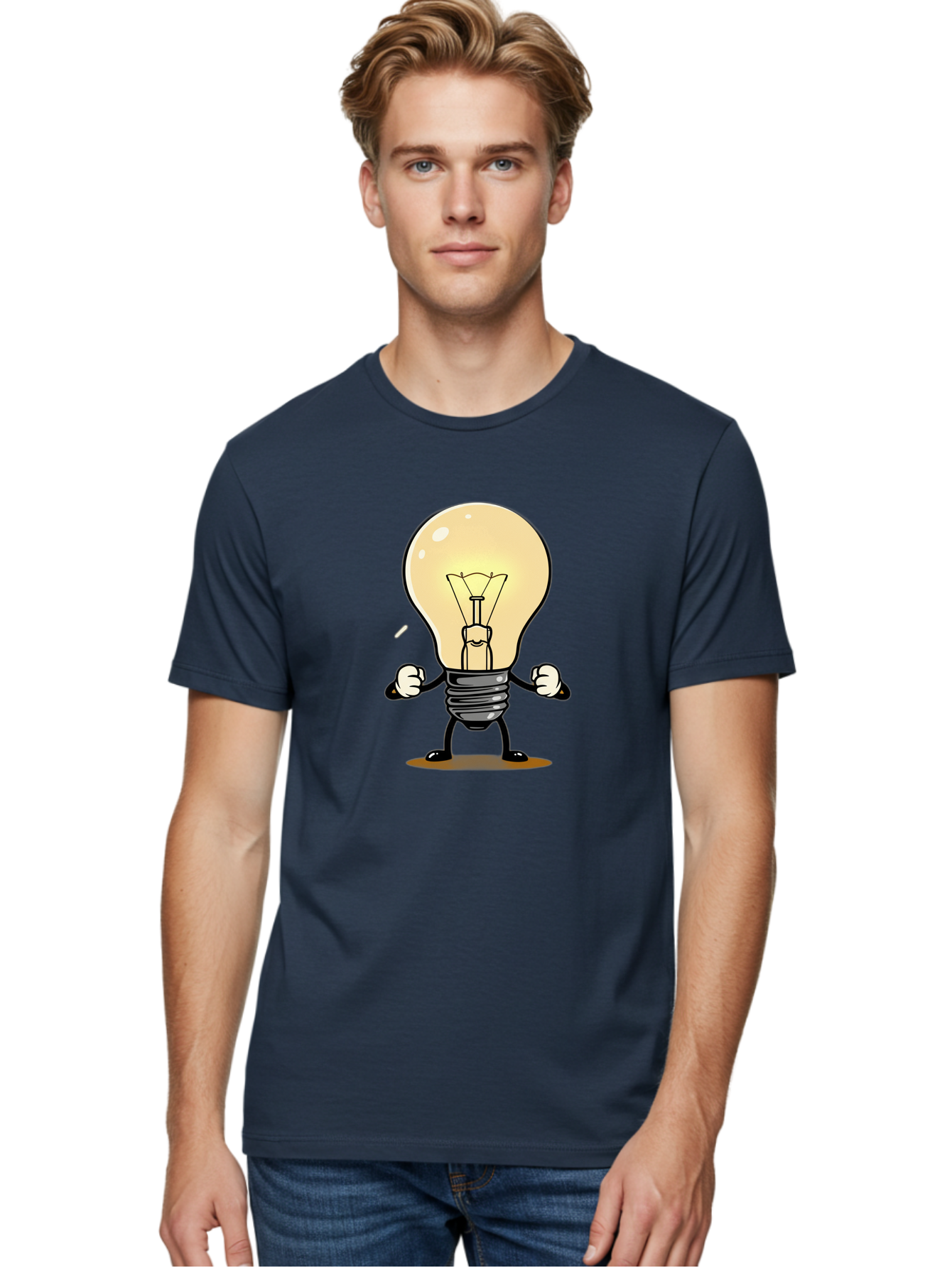 Light-Bulb-Character Men'S Graphic Tee, 100% Cotton, Comfortable Casual Summer Wear, Machine Washable, Vintage Camera, Old Camera, Antique Camera, Black Camera, Classic Photography, Photography Equipment, Nostalgic Device, Film Camera, Bam765