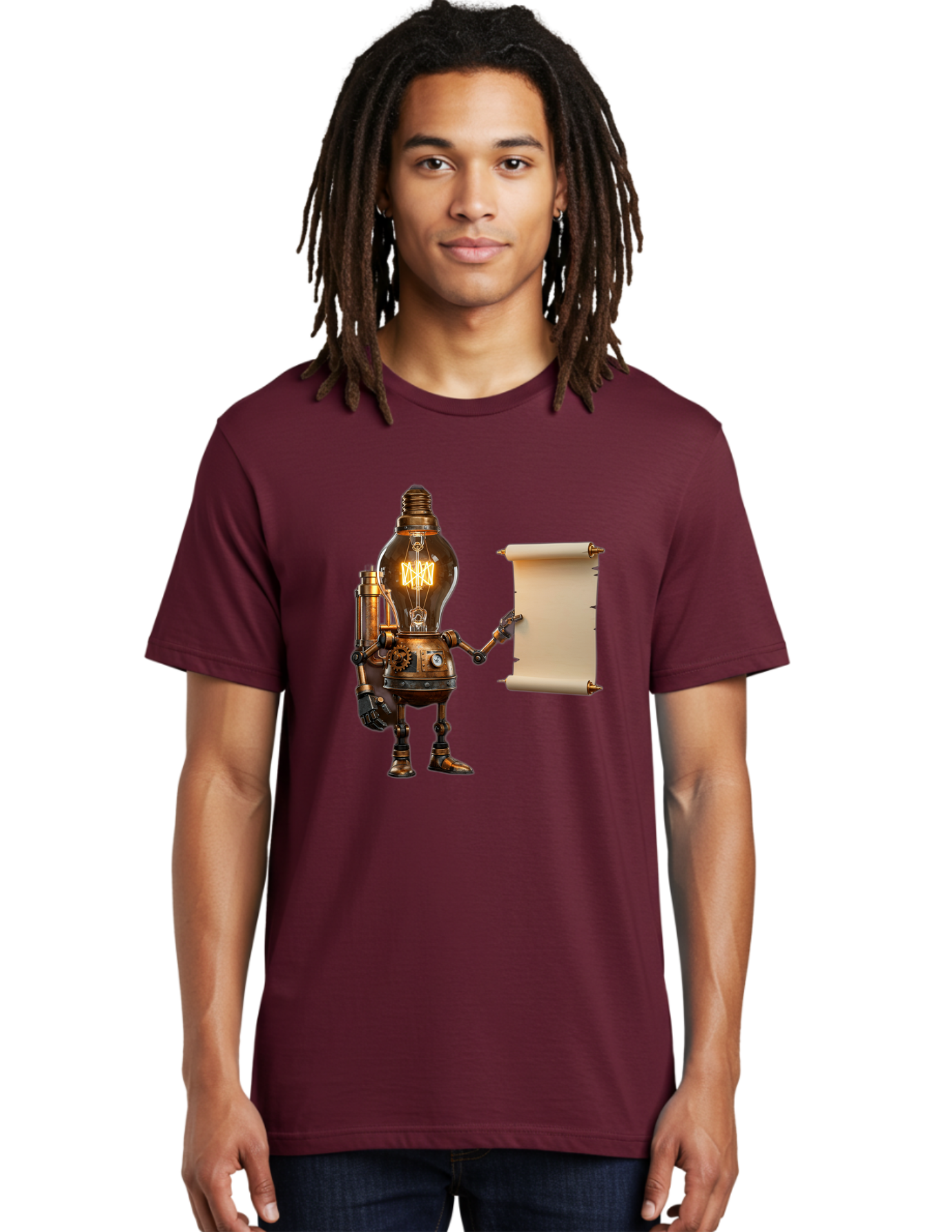Light-Bulb-Robot Men'S Graphic Tee, 100% Cotton, Comfortable Casual Summer Wear, Machine Washable, Vintage Camera, Old Camera, Antique Camera, Black Camera, Classic Photography, Photography Equipment, Nostalgic Device, Film Camera, Camera Art Bam766