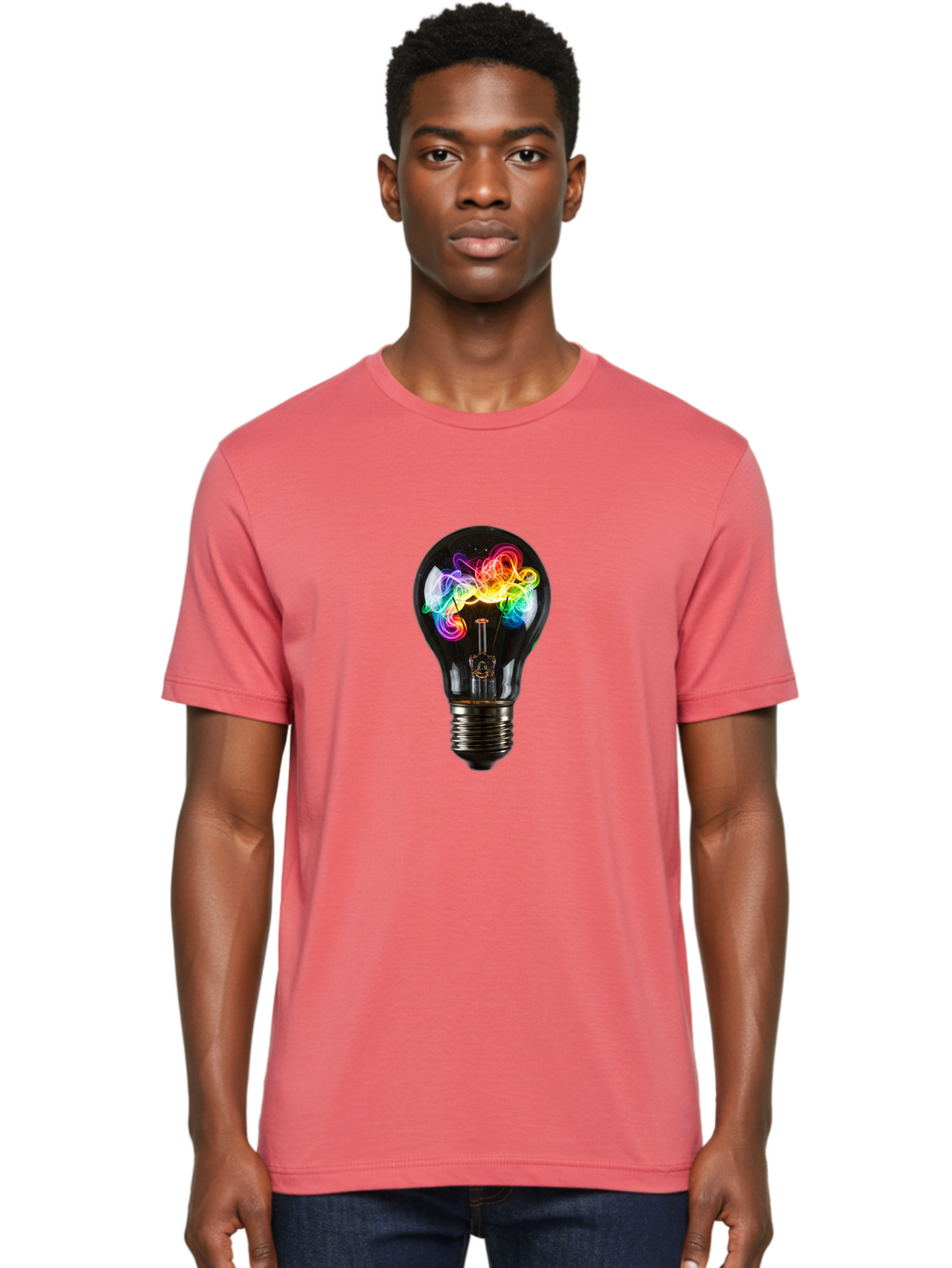 Light-Bulb-With-Swirling-Colors Men'S Graphic Tee, 100% Cotton, Comfortable Casual Summer Wear, Machine Washable, Vintage Camera, Old Camera, Antique Camera, Black Camera, Classic Photography, Photography Equipment, Nostalgic Device, Bam767