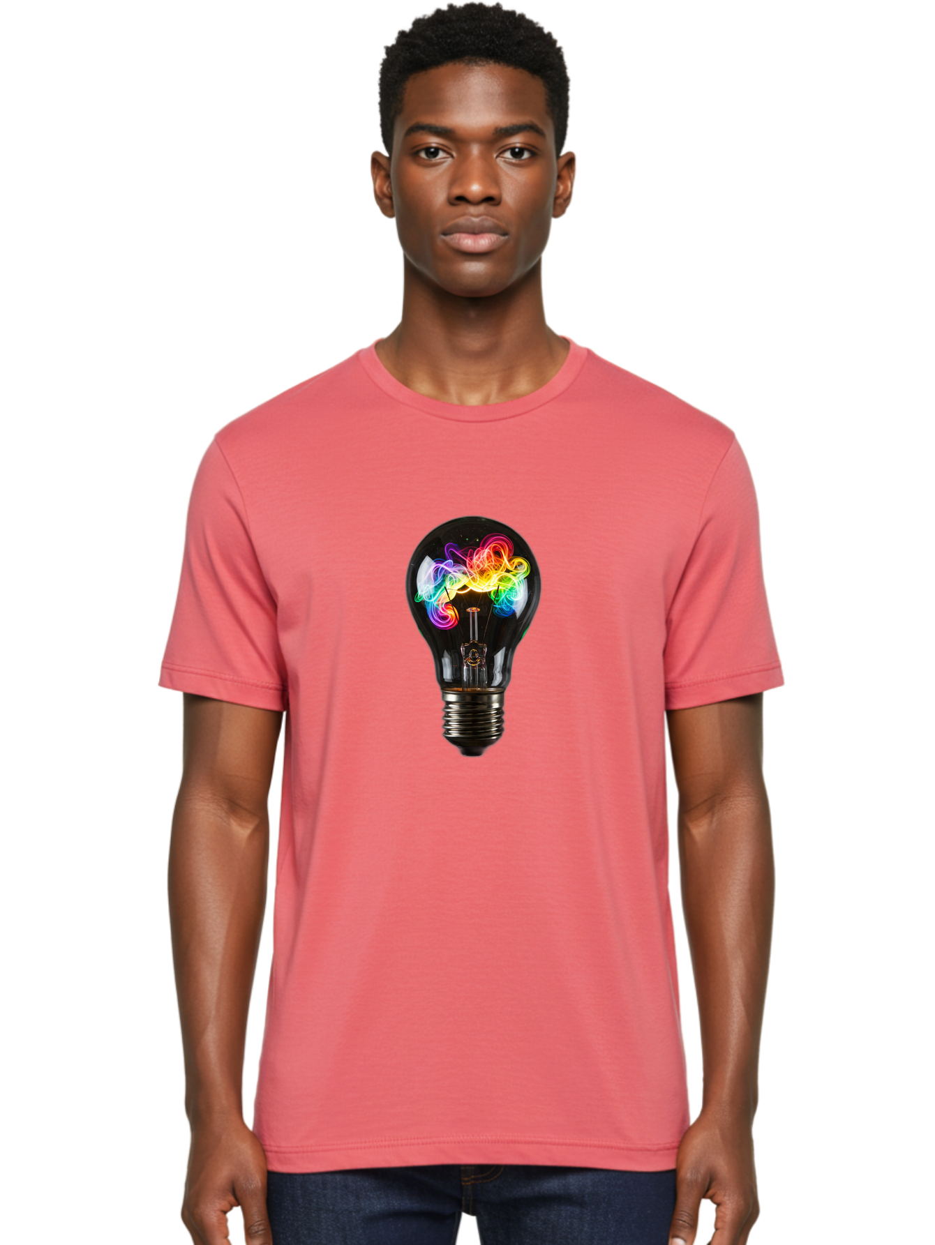 Light-Bulb-With-Swirling-Colors Men'S Graphic Tee, 100% Cotton, Comfortable Casual Summer Wear, Machine Washable, Vintage Camera, Old Camera, Antique Camera, Black Camera, Classic Photography, Photography Equipment, Nostalgic Device, Bam767