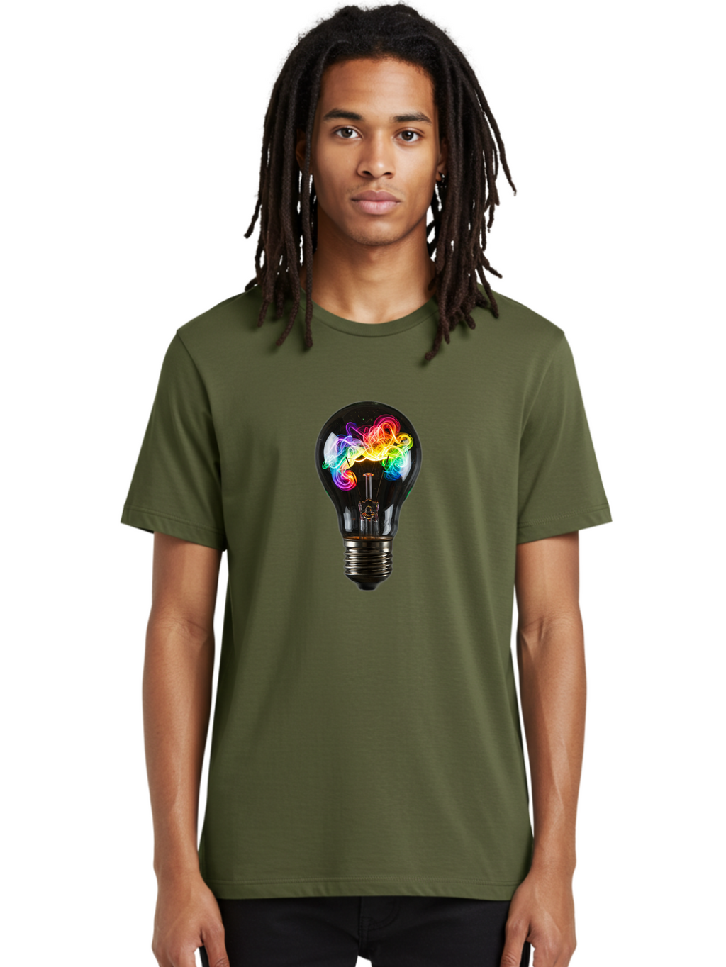 Light-Bulb-With-Swirling-Colors Men'S Graphic Tee, 100% Cotton, Comfortable Casual Summer Wear, Machine Washable, Vintage Camera, Old Camera, Antique Camera, Black Camera, Classic Photography, Photography Equipment, Nostalgic Device, Bam767