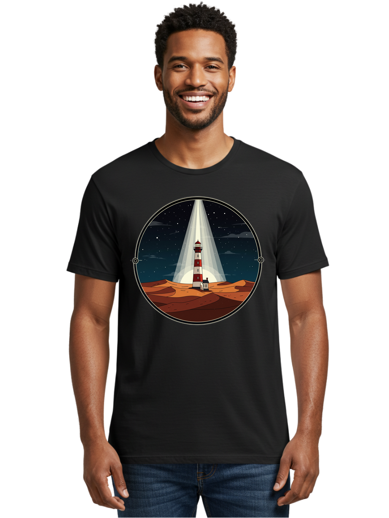Lighthouse-1 Men'S Graphic Tee, 100% Cotton, Comfortable Casual Summer Wear, Machine Washable, Vintage Camera, Old Camera, Antique Camera, Black Camera, Classic Photography, Photography Equipment, Nostalgic Device, Film Camera, Camera Art Bam768